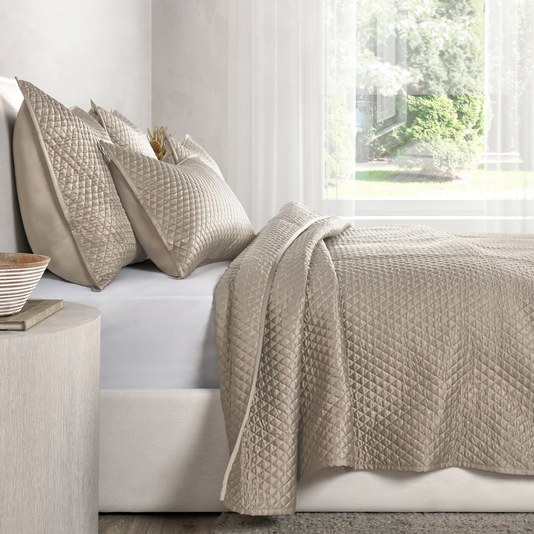 Diamond Quilt Collection - Pebble - King / Set