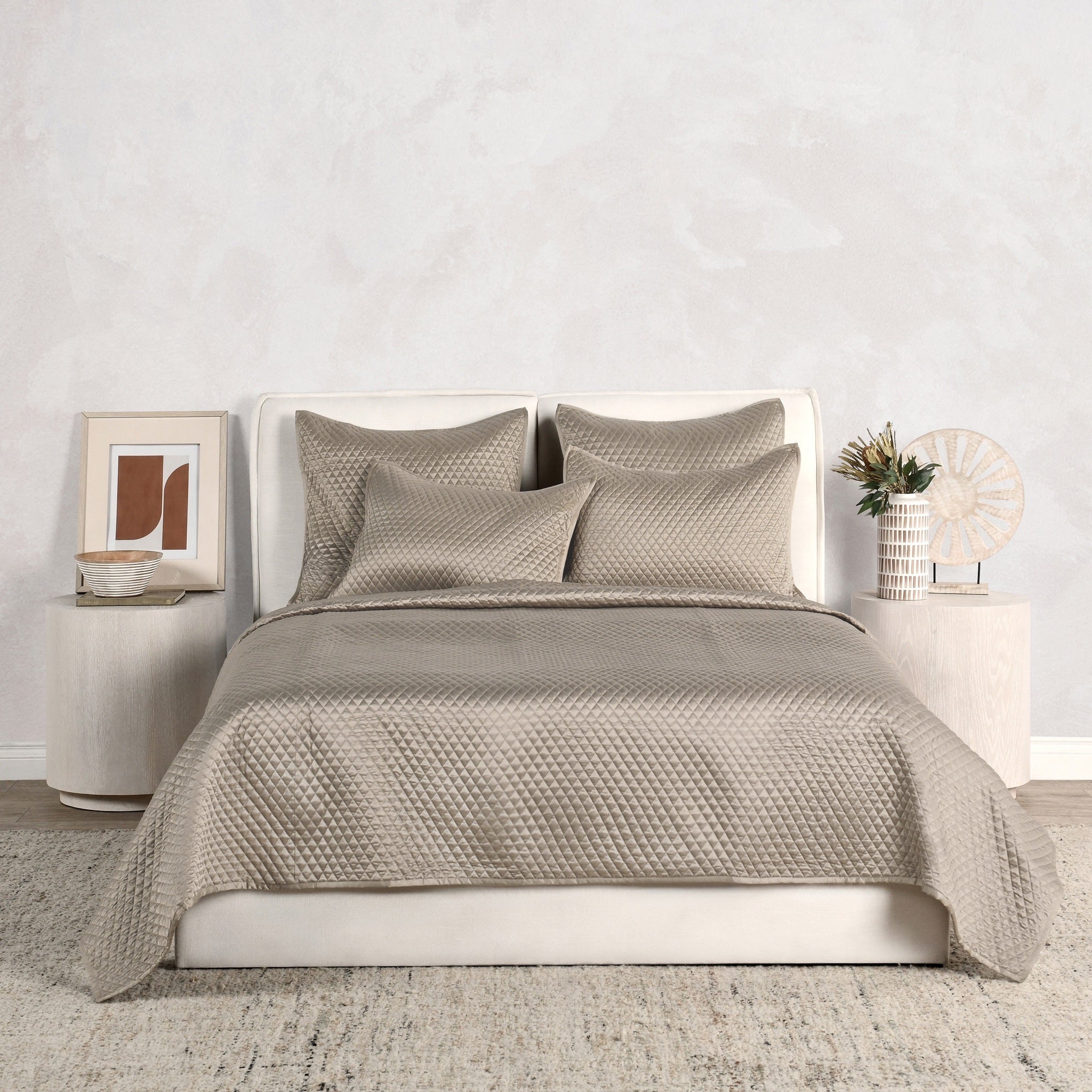 Diamond Quilt Collection - Pebble - King / Set