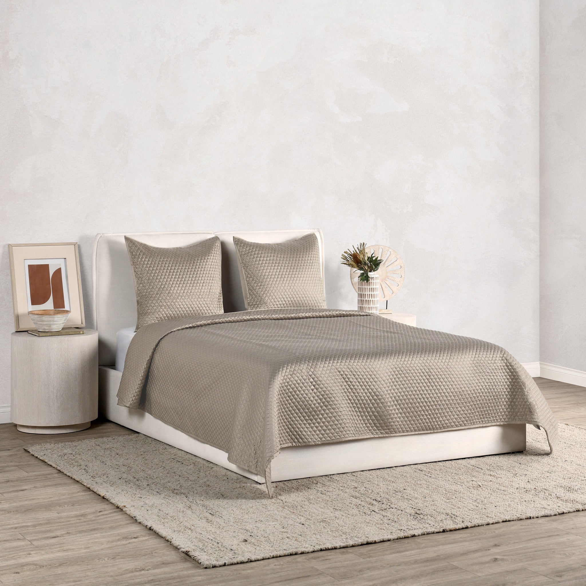 Diamond Quilt Collection - Pebble - King / Set
