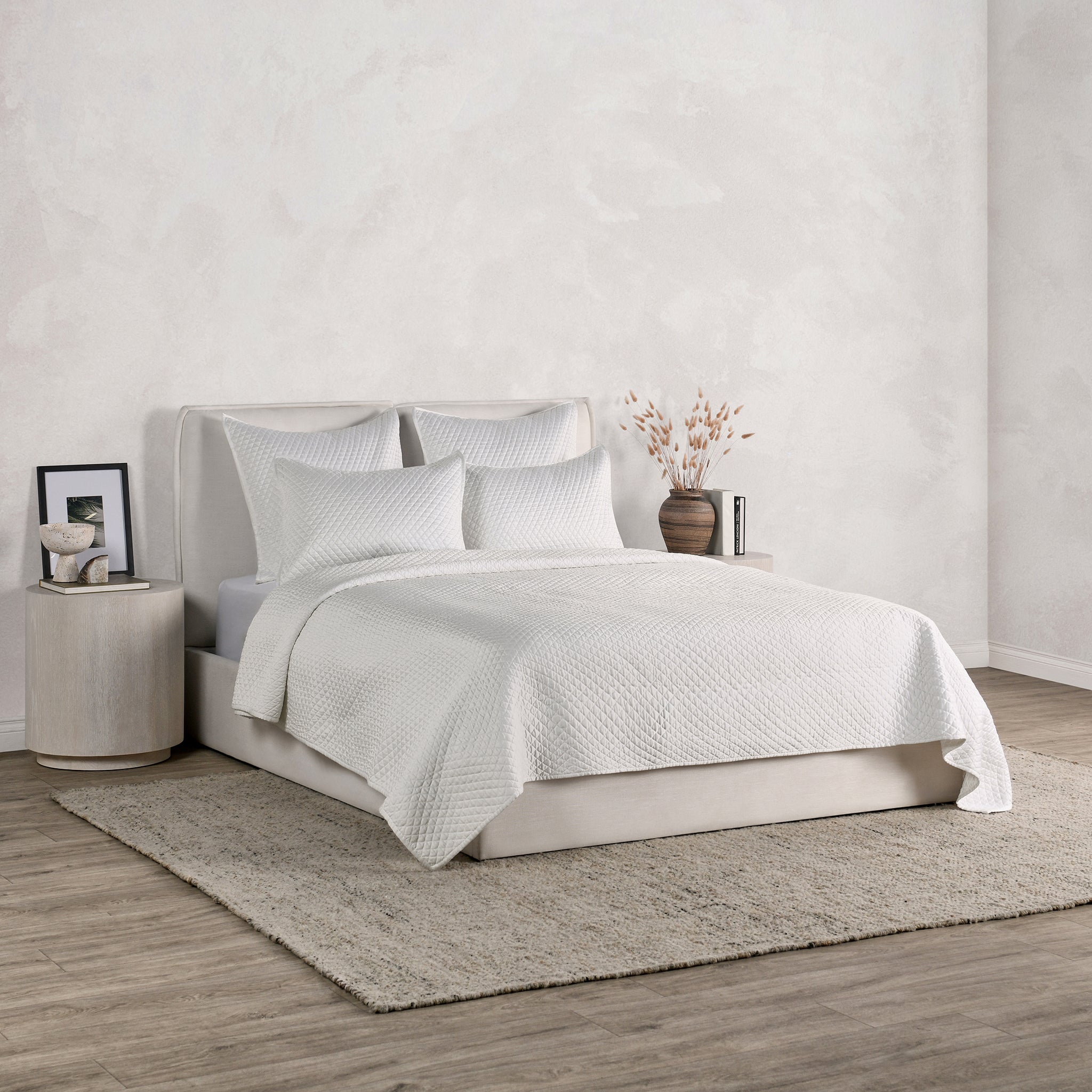 Diamond Quilt Collection - White - King / Set