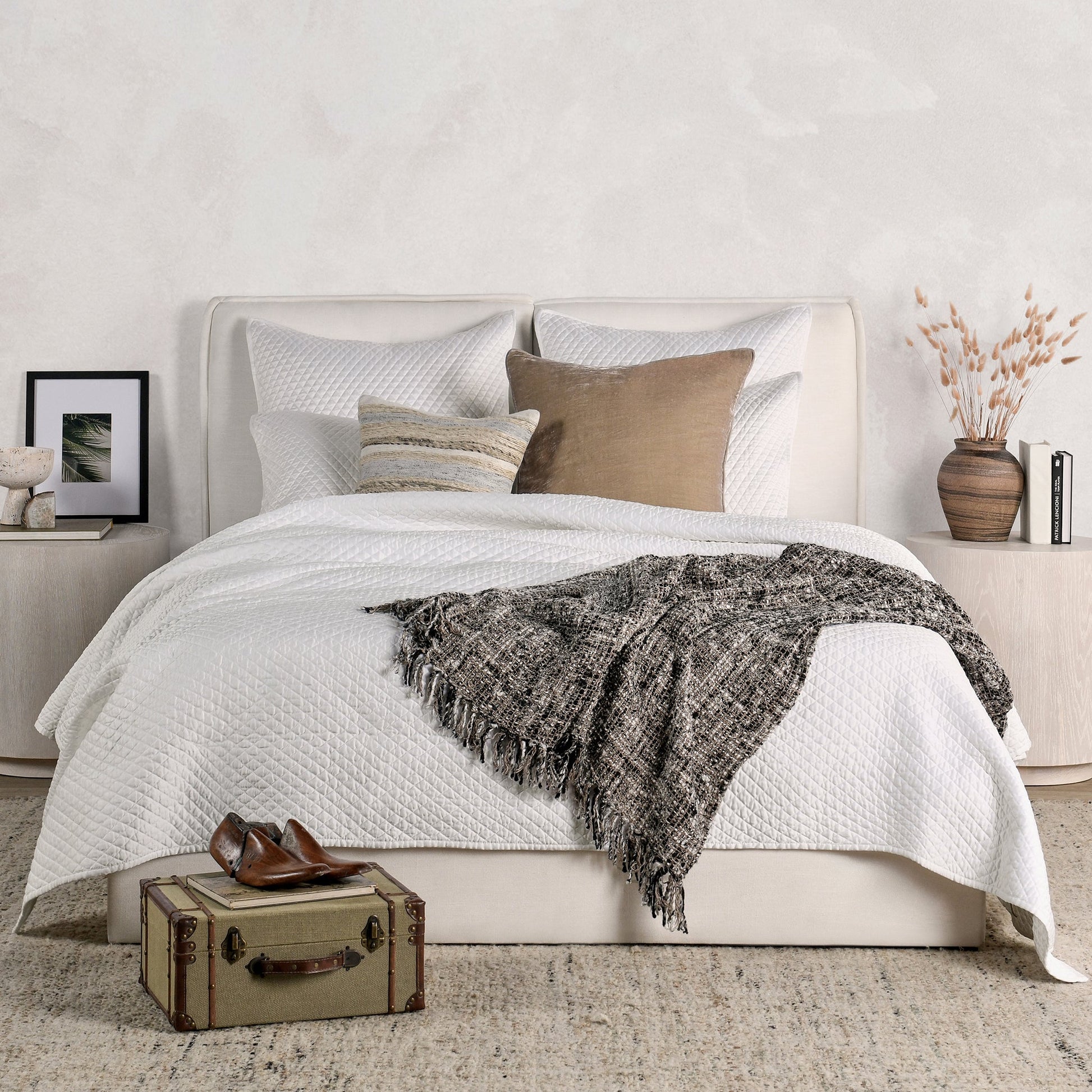 Diamond Quilt Collection - White - King / Set