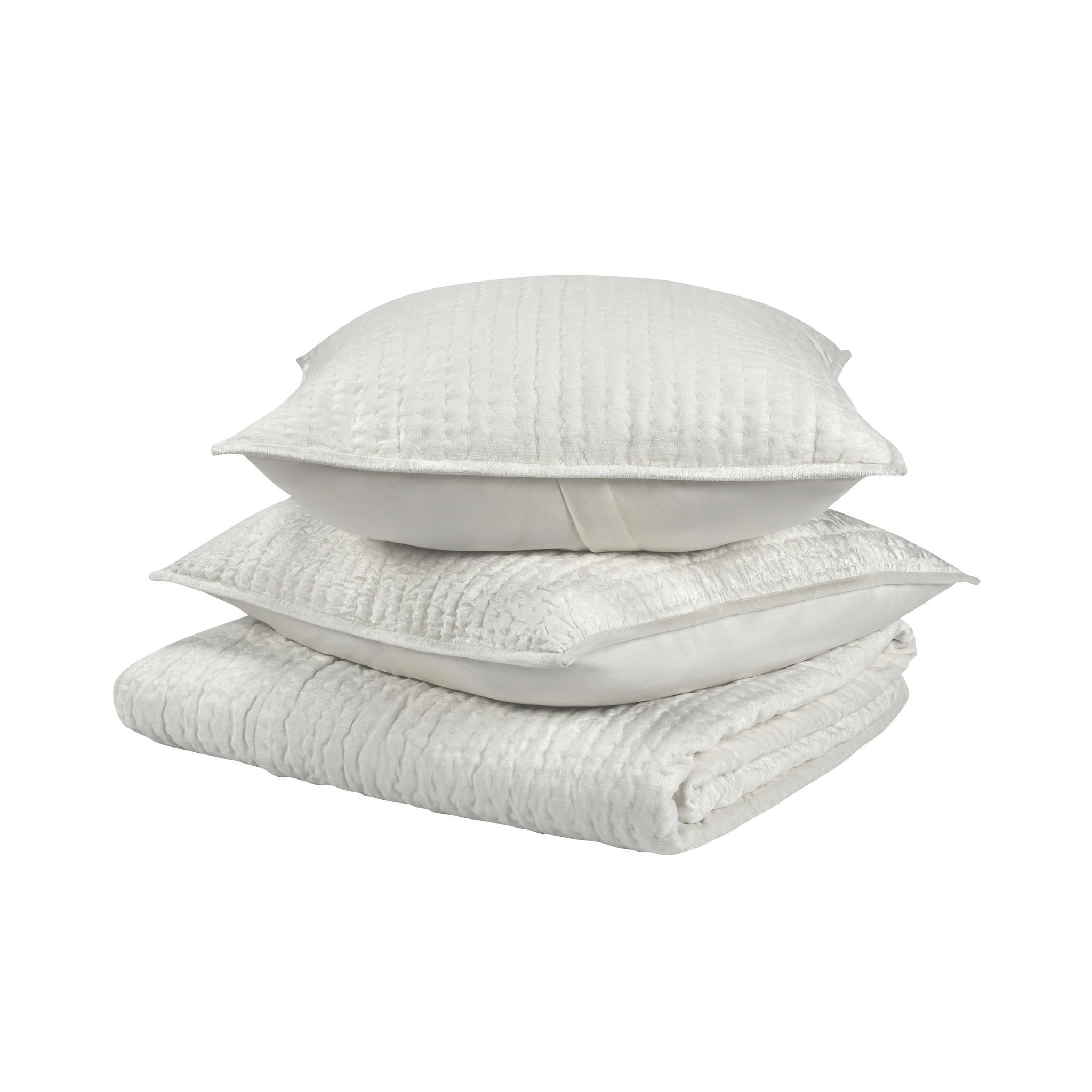 Bari Velvet Quilt Collection - Cloud - King / Set