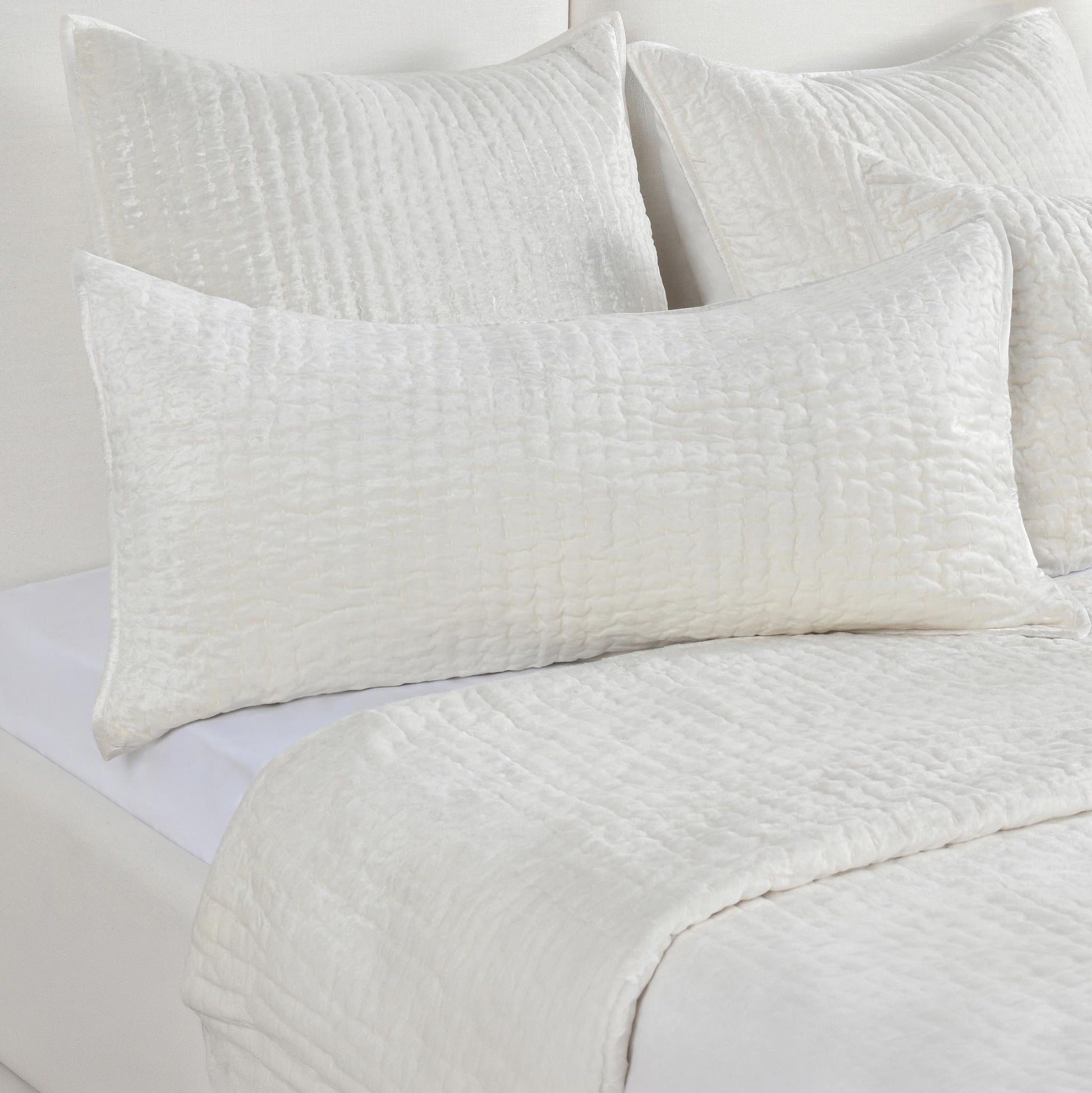 Bari Velvet Quilt Collection - Cloud - King / Set