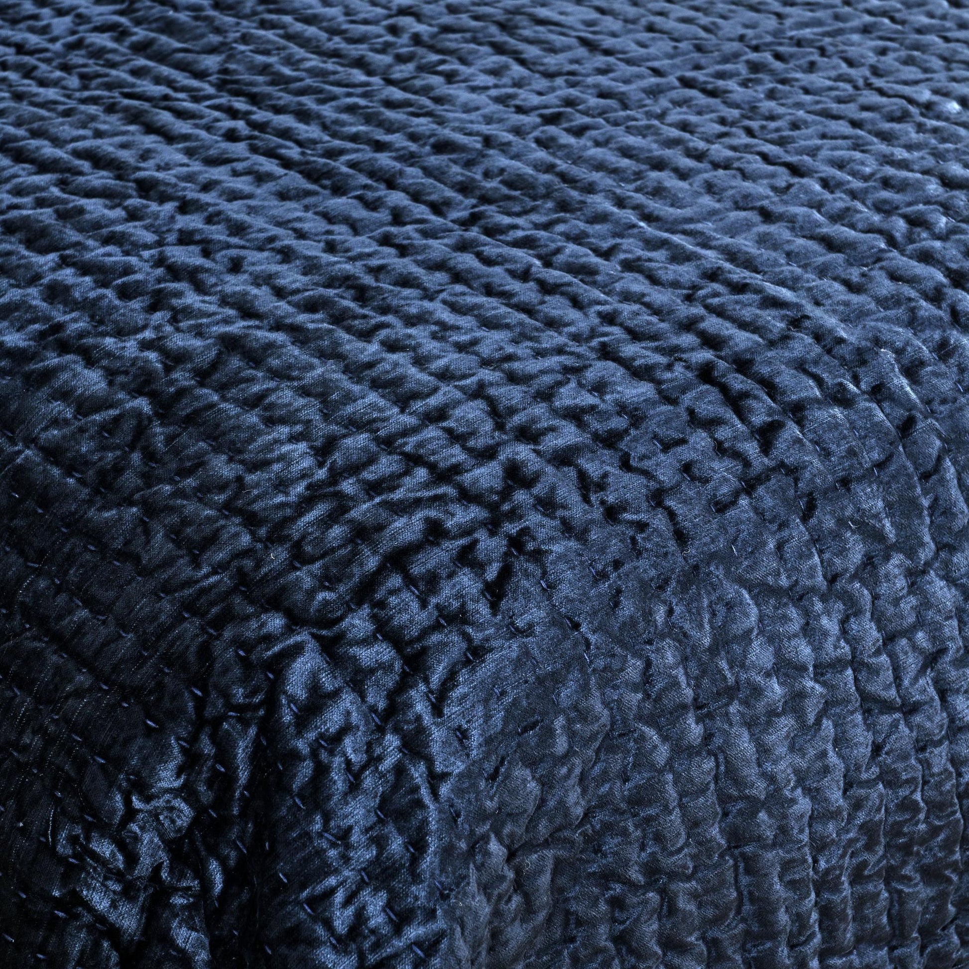 Bari Velvet Quilt Collection - Ocean Blue - King / Set