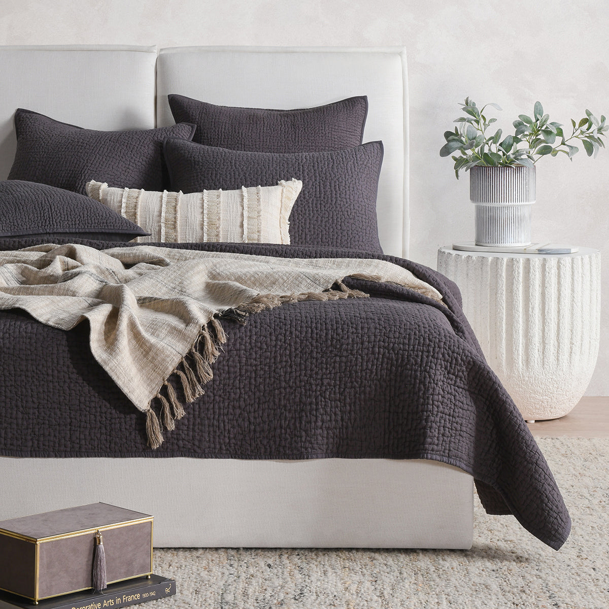 Danica Quilt - Charcoal - Queen / Set
