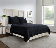 Bari Velvet Quilt Collection - Onyx - Queen / Set