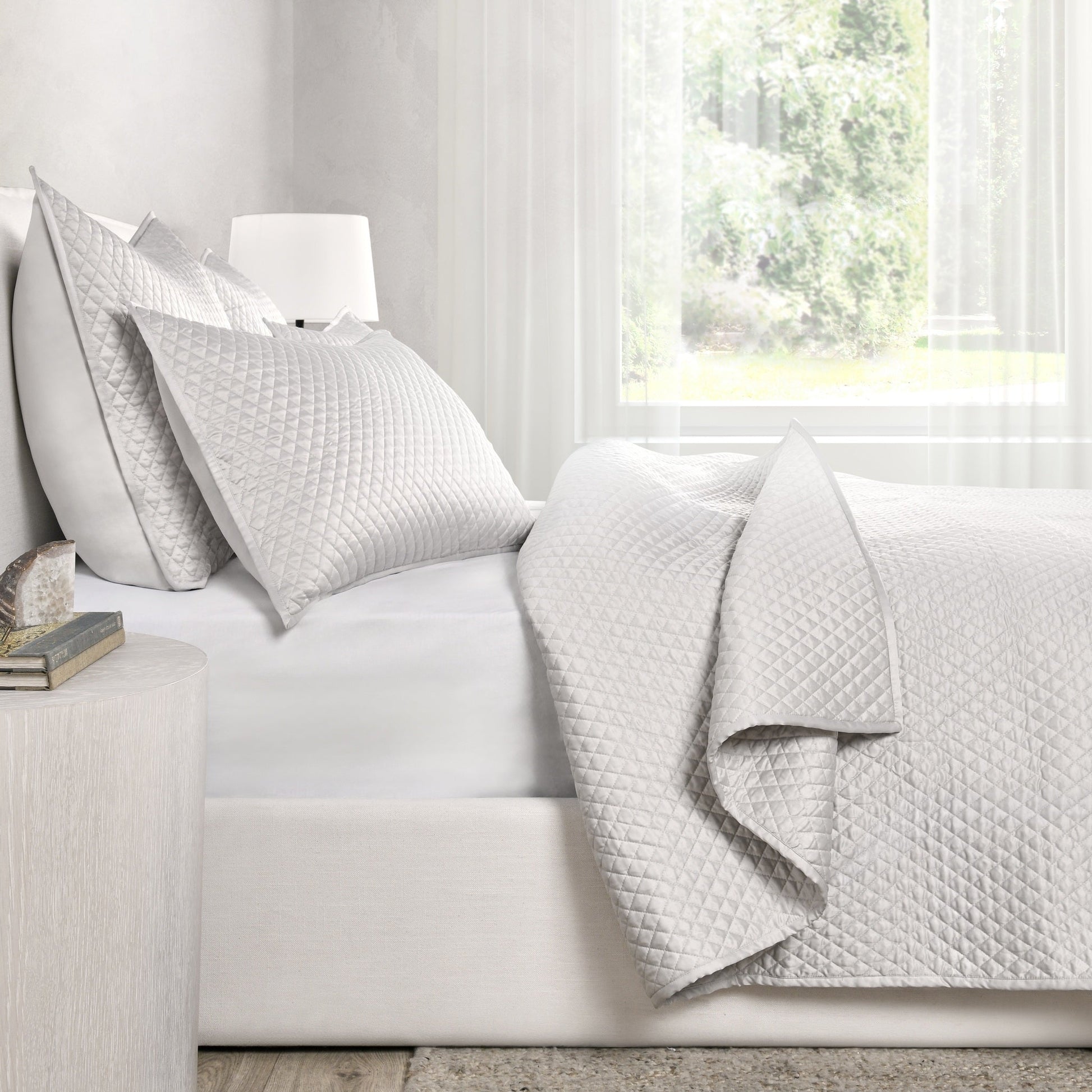 Diamond Quilt Collection - Silver - King / Set