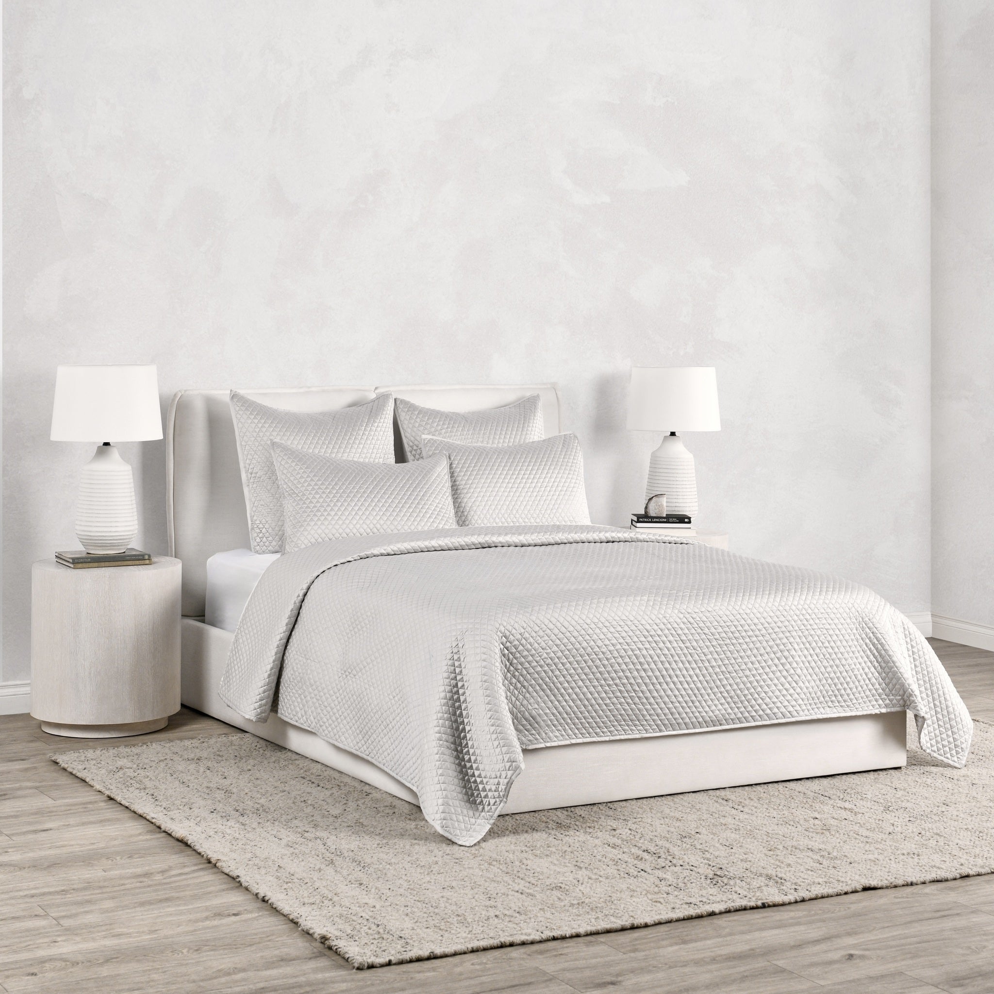 Diamond Quilt Collection - Silver - King / Set