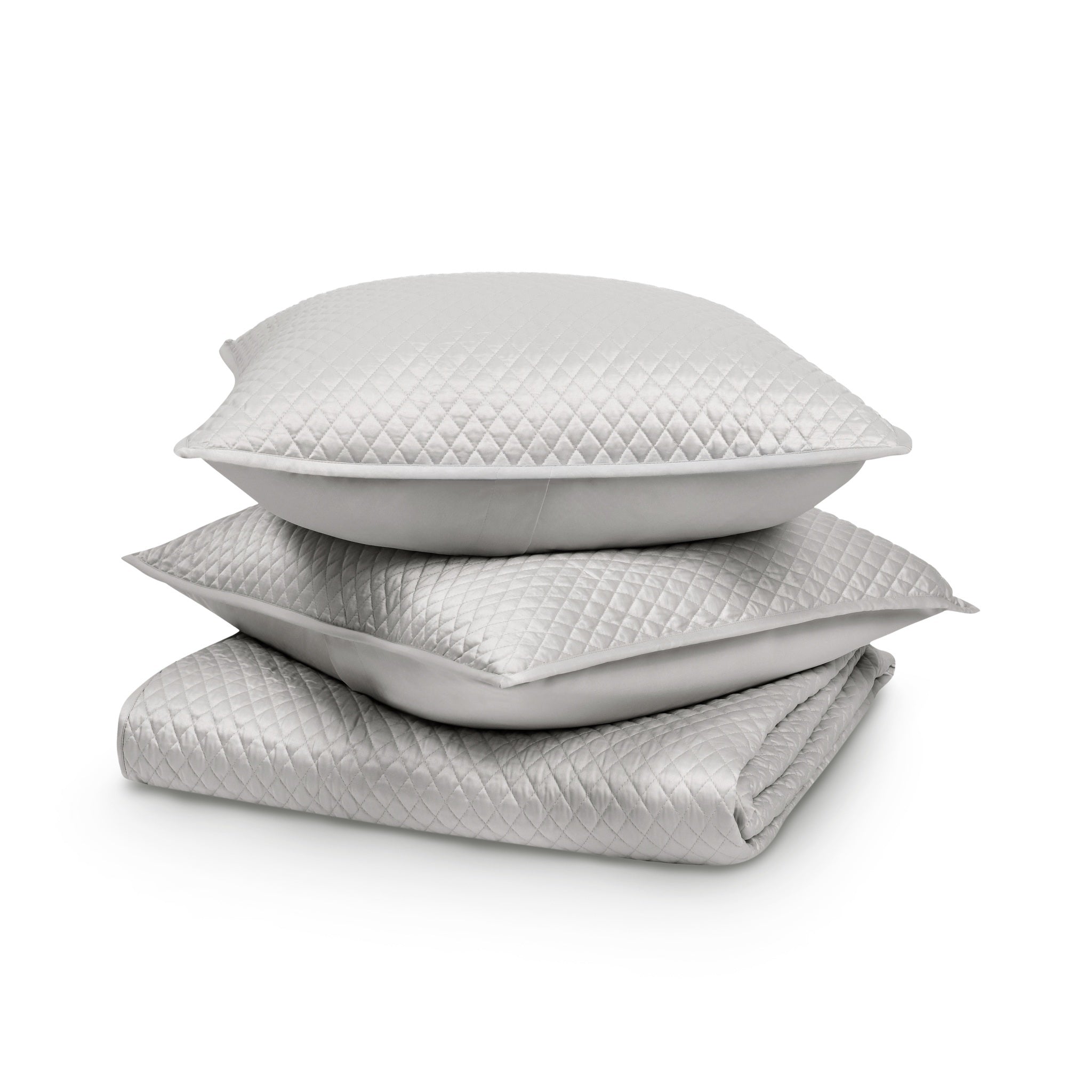 Diamond Quilt Collection - Silver - King / Set