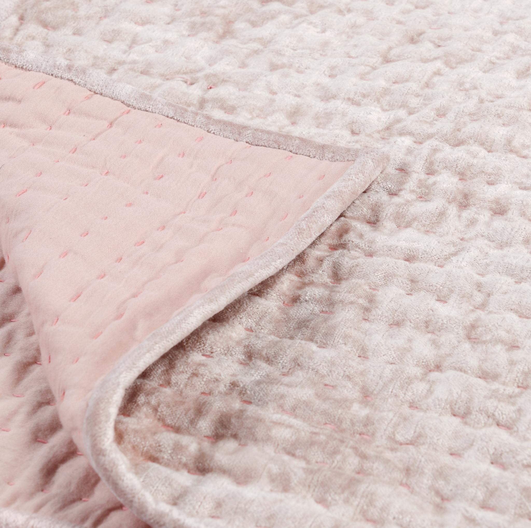 Bari Velvet Quilt Collection - Bliss Pink - King / Set