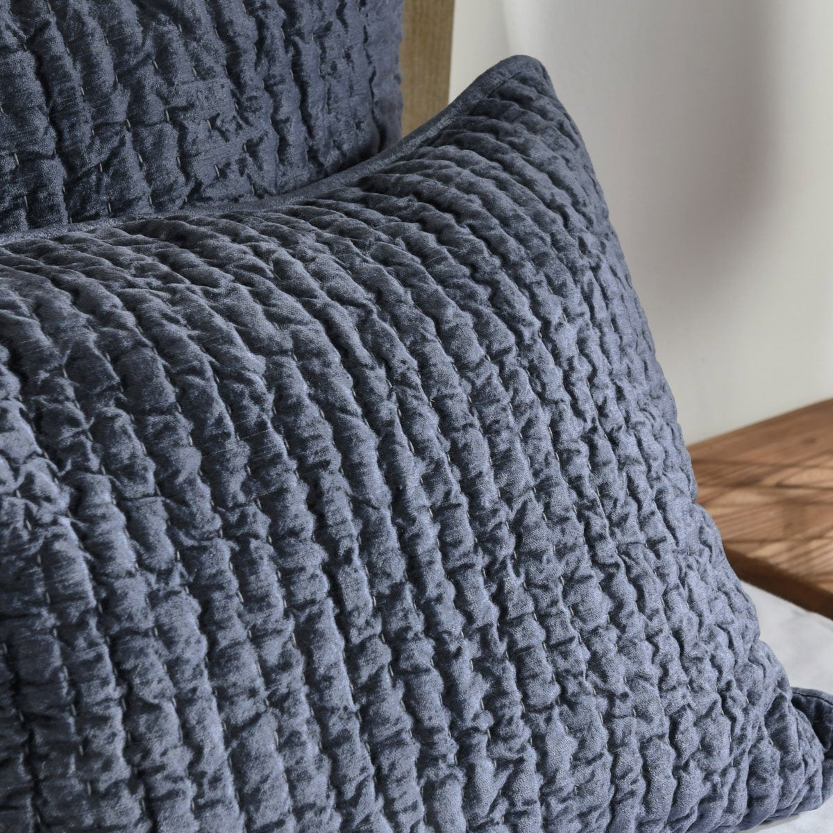Bari Velvet Quilt Collection - Sea Fog - King / Set
