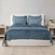 Bari Velvet Quilt Collection - Stone Blue - King / Set