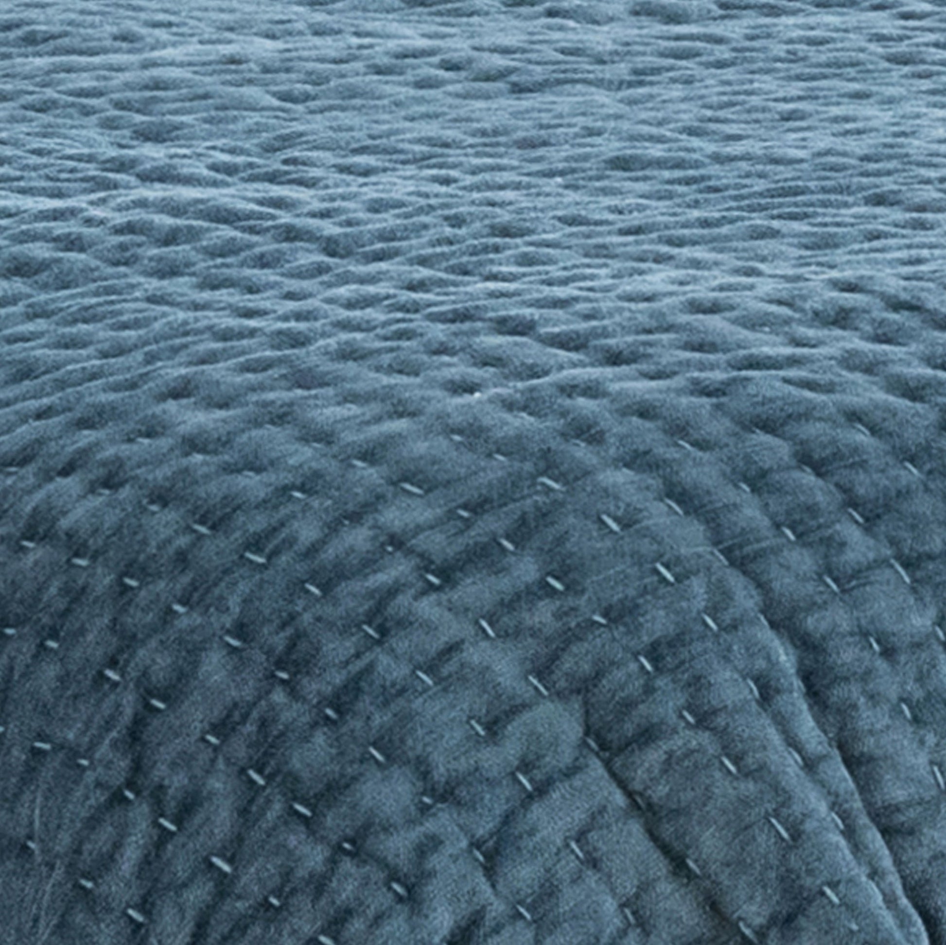 Bari Velvet Quilt Collection - Stone Blue - King / Set