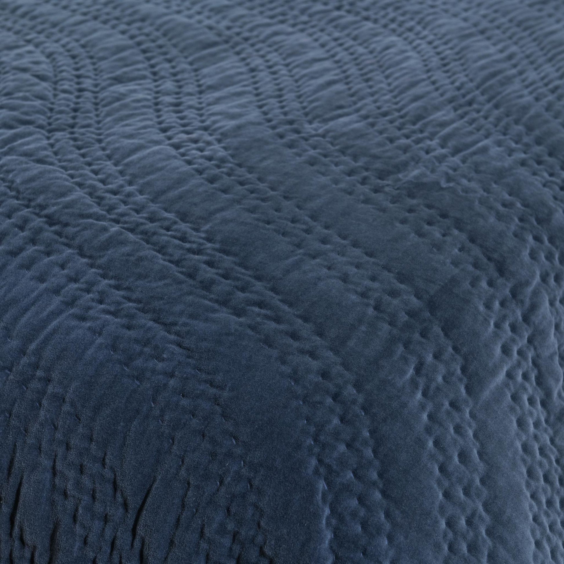 Elms Velvet Quilt Collection - Crisp Blue - King / Set