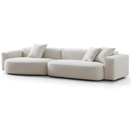 Bleecker Off White Boucle Upholstered Contemporary Sofa 131"