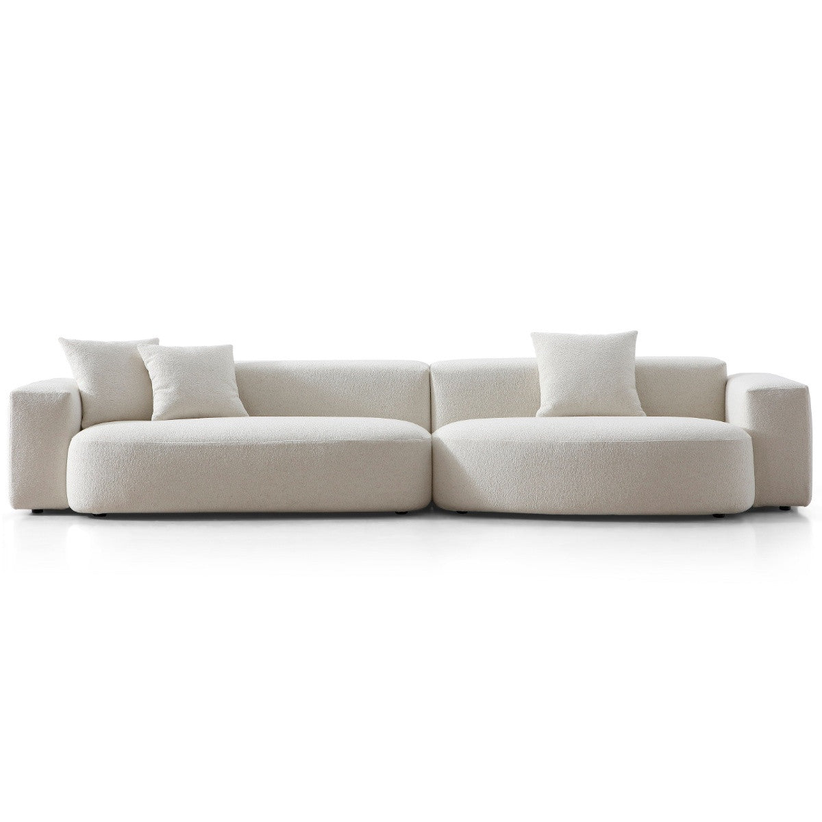Bleecker  Off White Boucle Upholstered Contemporary Sofa 131"