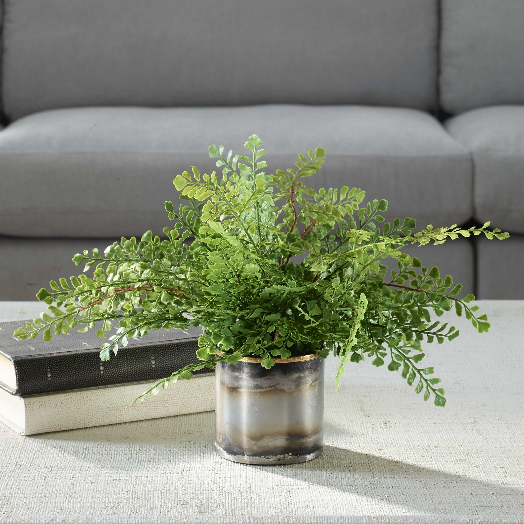 Uttermost Maidenhair Fern In Oxidized Container