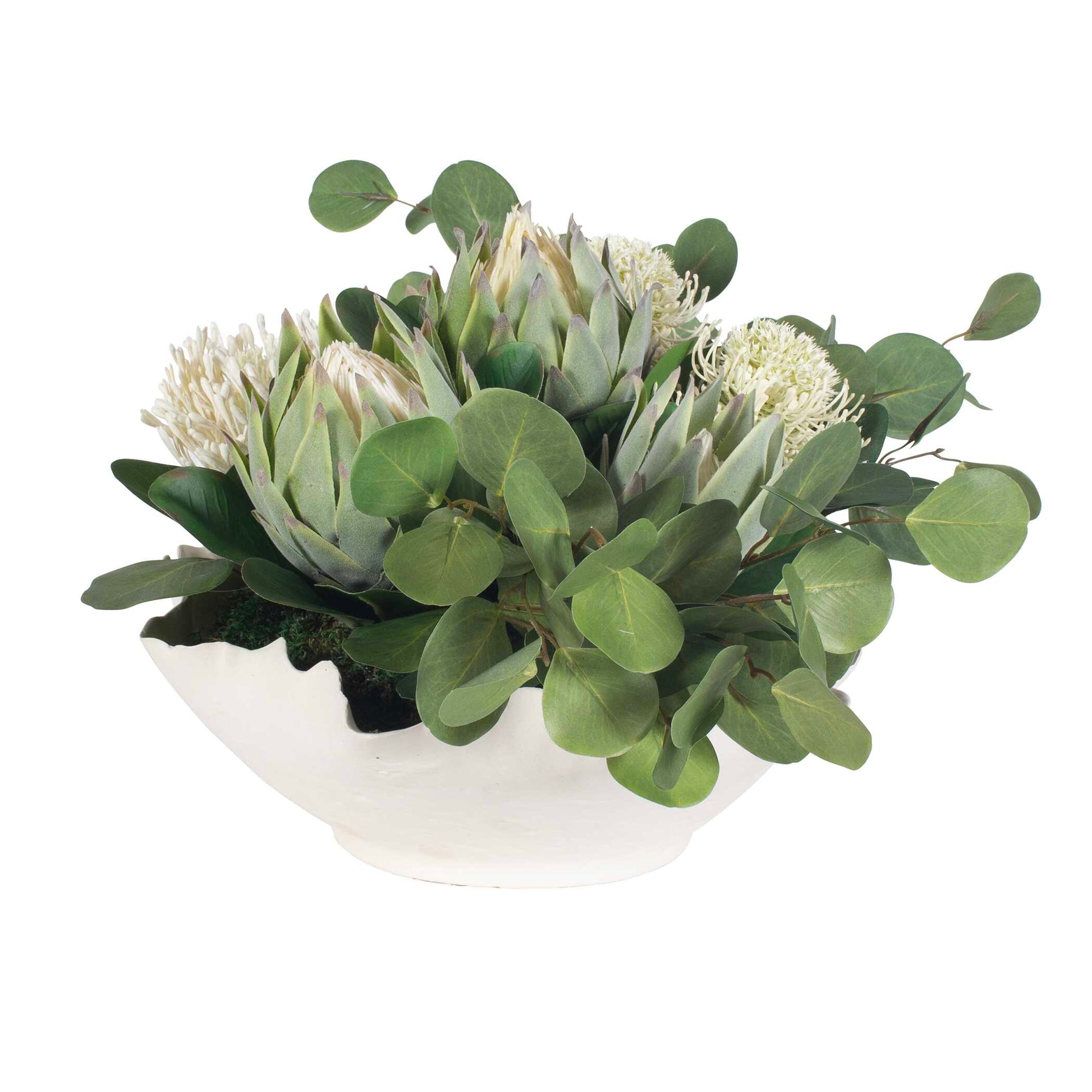 Uttermost Protea Blooms White Bowl Centerpiece