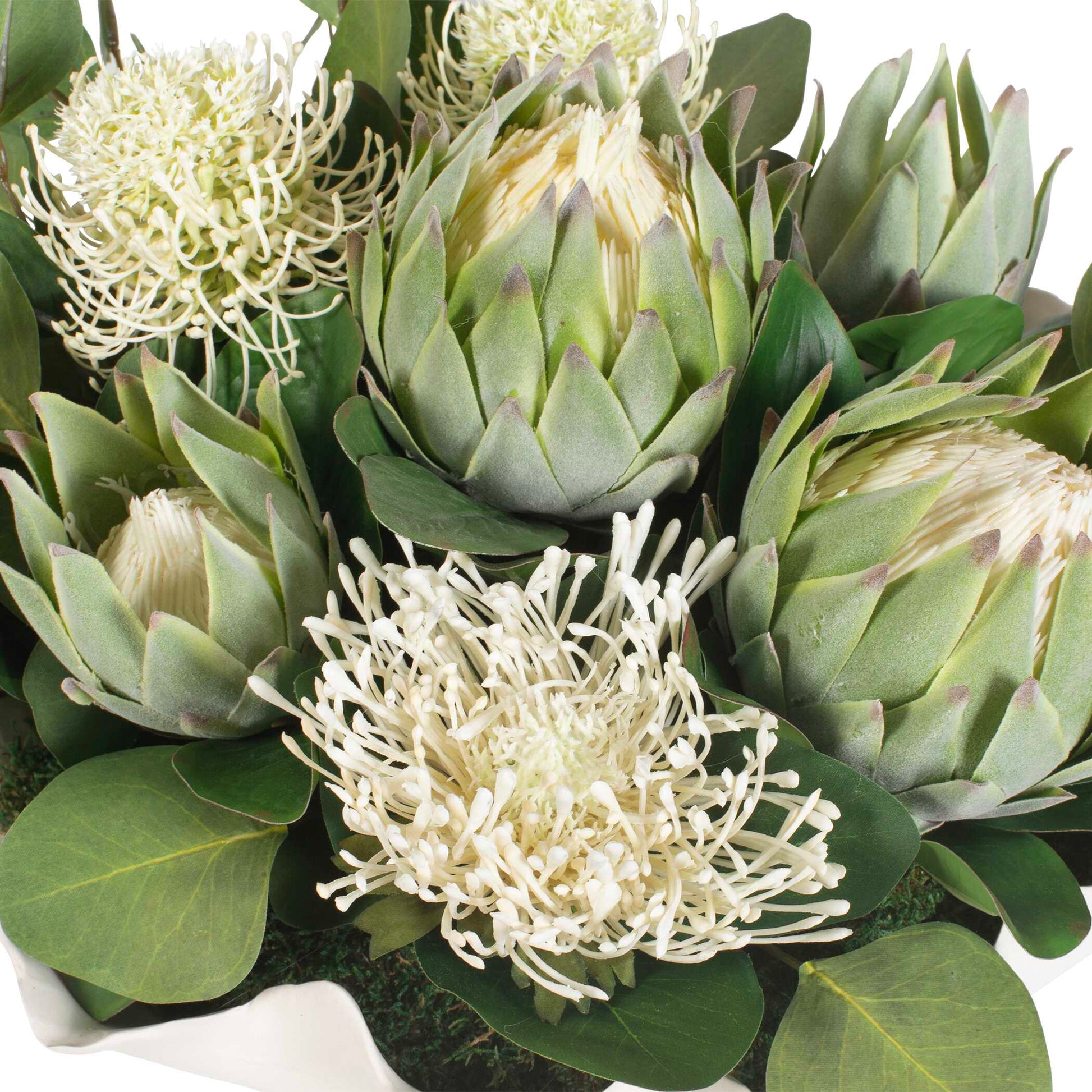 Uttermost Protea Blooms White Bowl Centerpiece