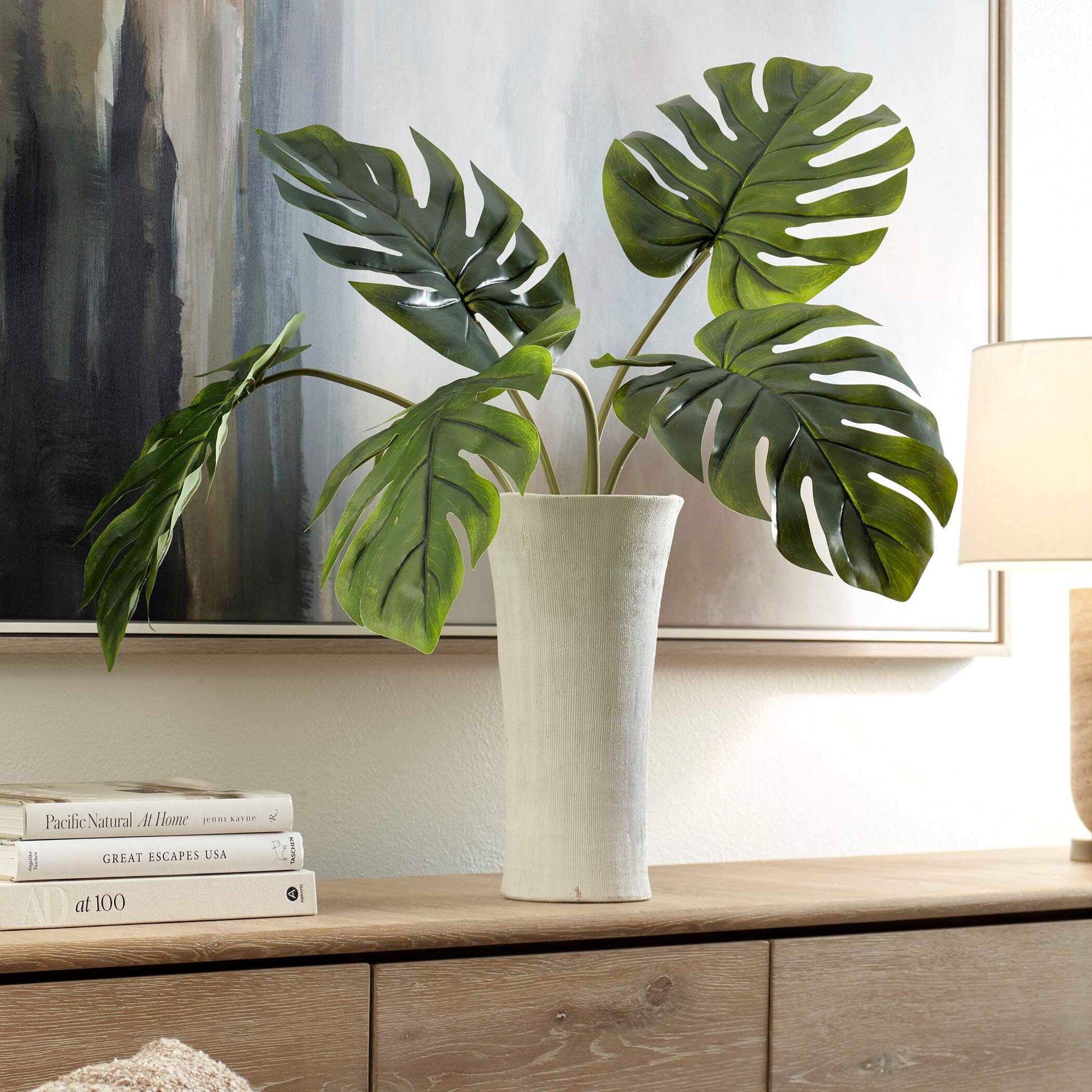 Uttermost Muse Monstera White Vase Centerpiece