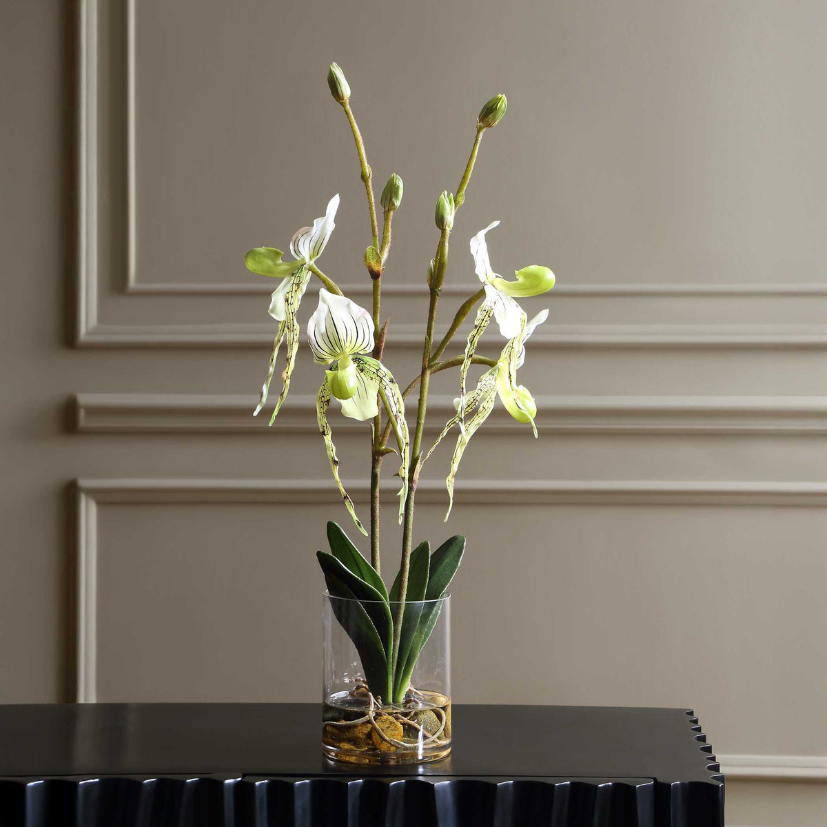 Uttermost Lady Slipper Orchid In Glass Vase