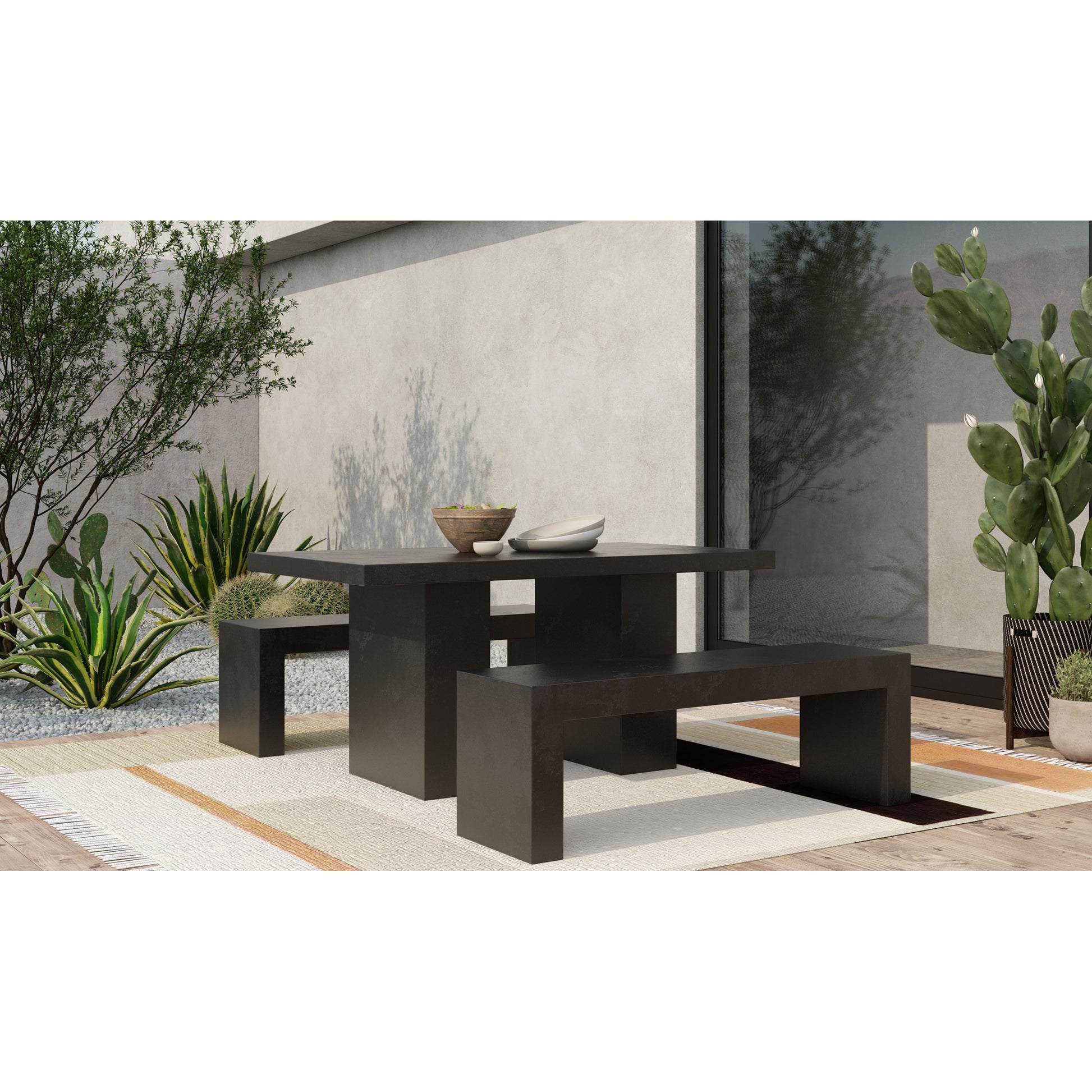 Lazarus Outdoor Bench Black by Moe's Home Collection - view 5