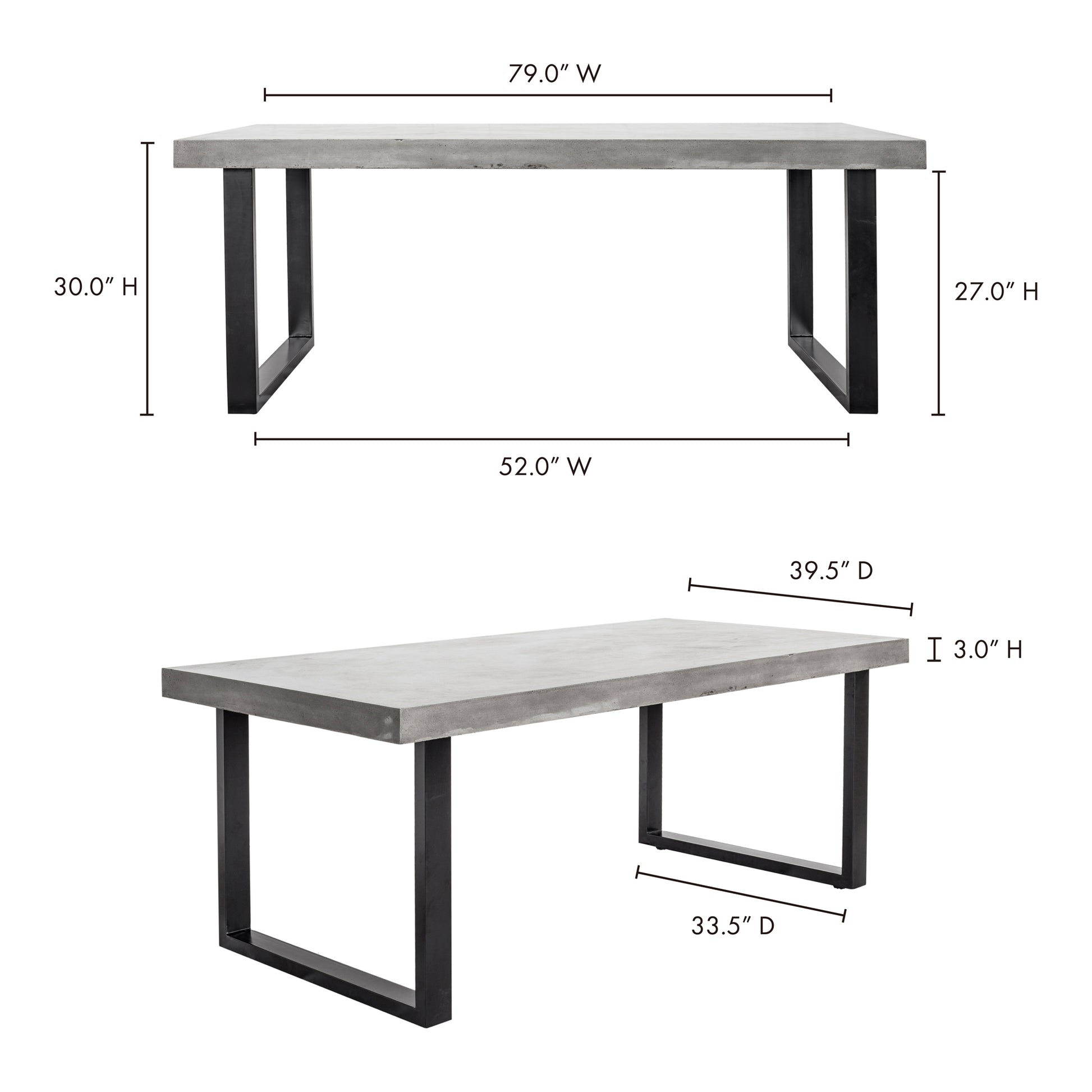 Jedrik Outdoor Dining Table Large Grey by Moe's Home Collection - view 3