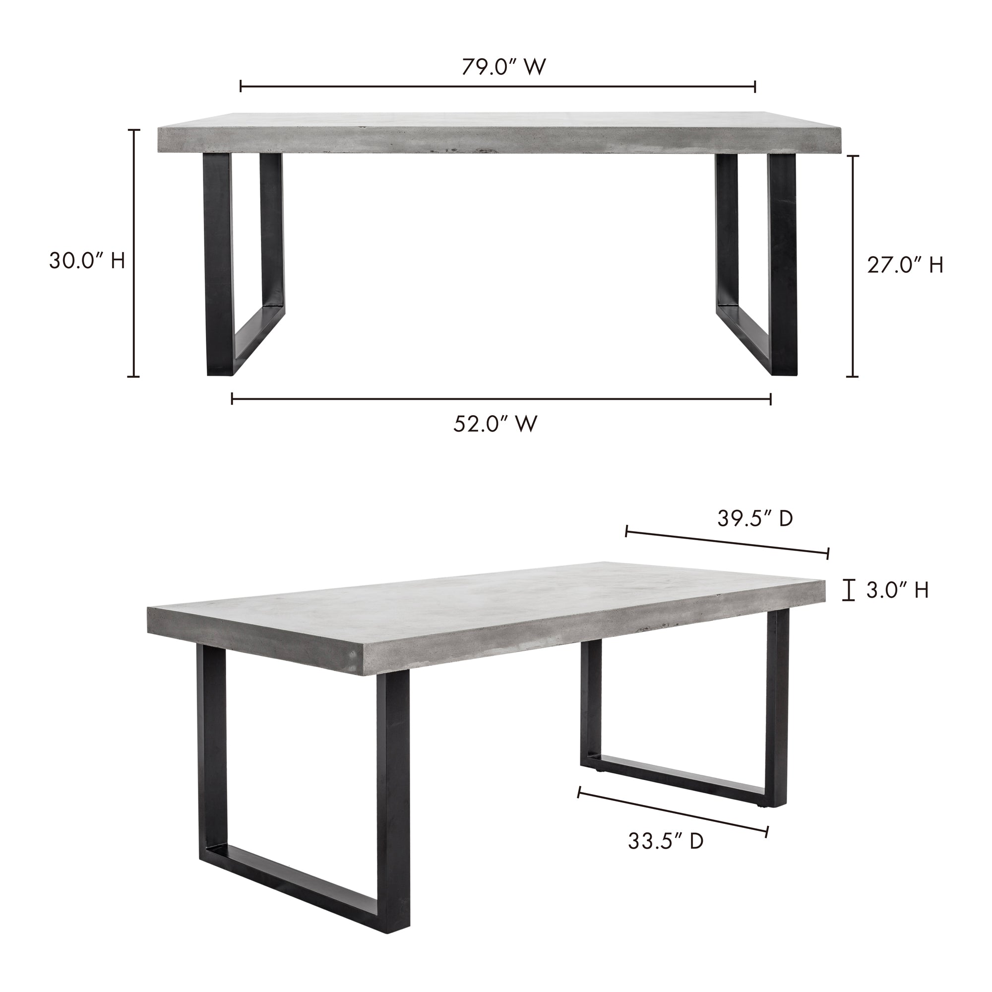 Jedrik Outdoor Dining Table Large Grey by Moe's Home Collection - view 3