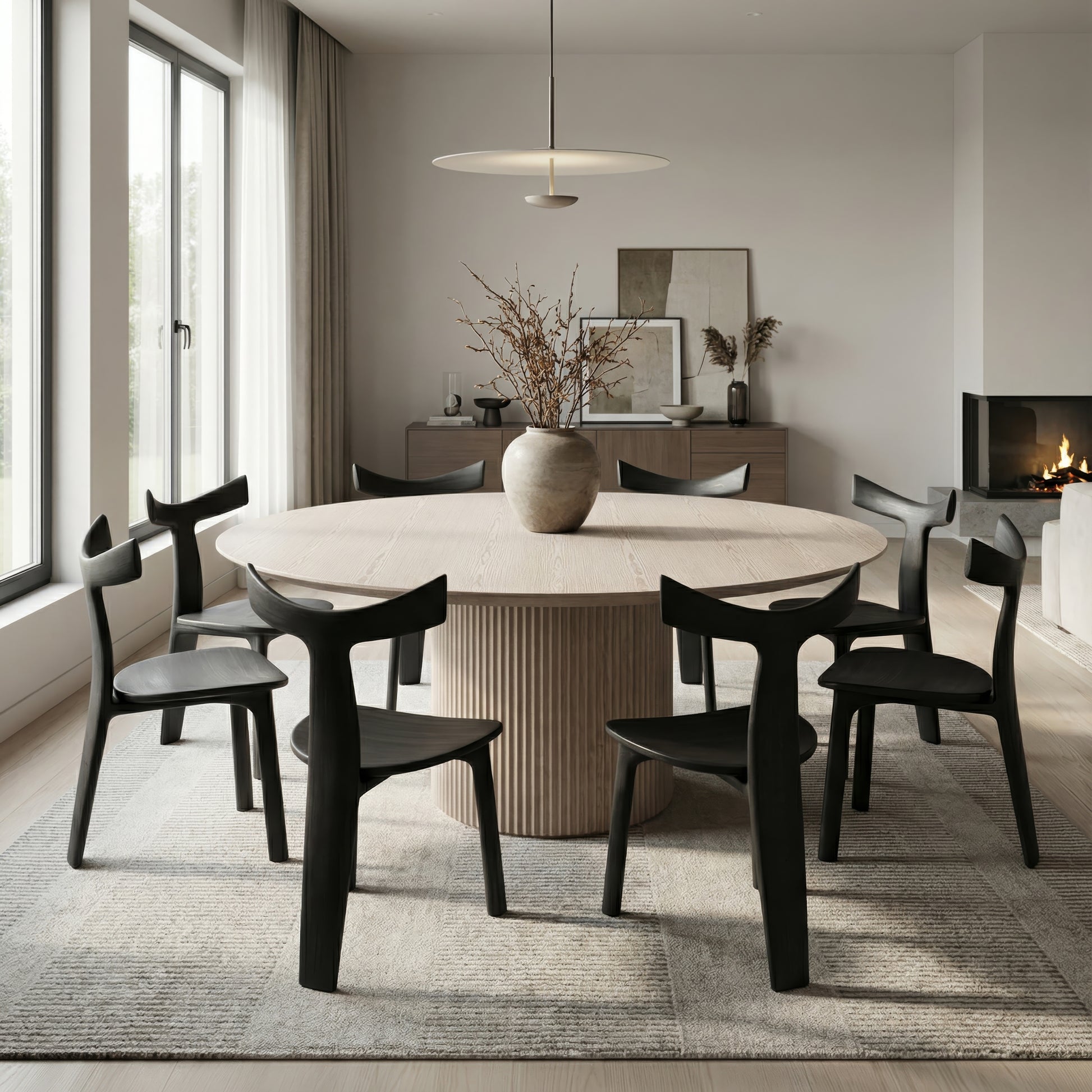 Atenas Round Dining Table Nevoa by Urbia - styled room view