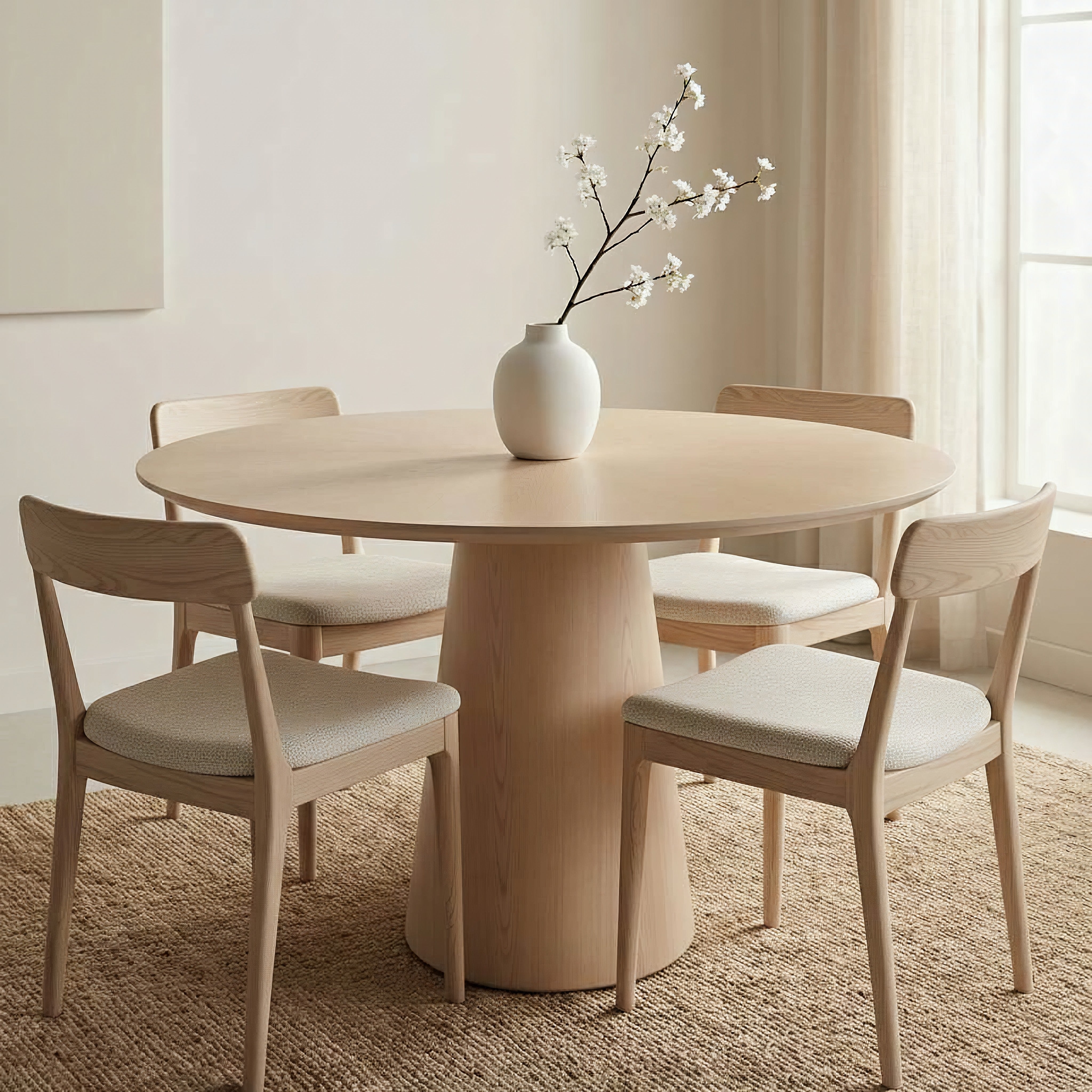 Mona Round Wood Top Dining Table Nevoa by Urbia - styled room view