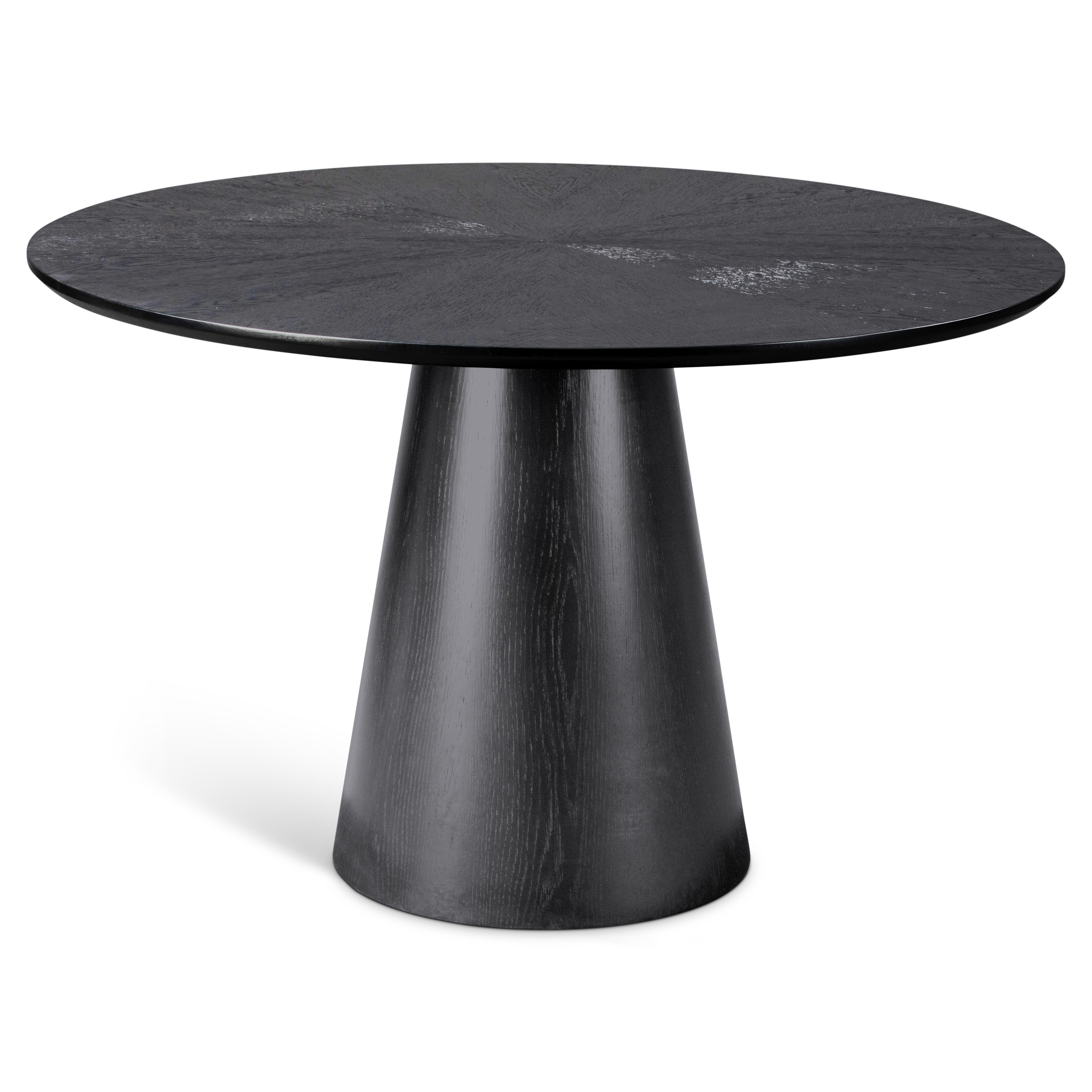 Mona Round Wood Top Dining Table Ebano by Urbia - front view