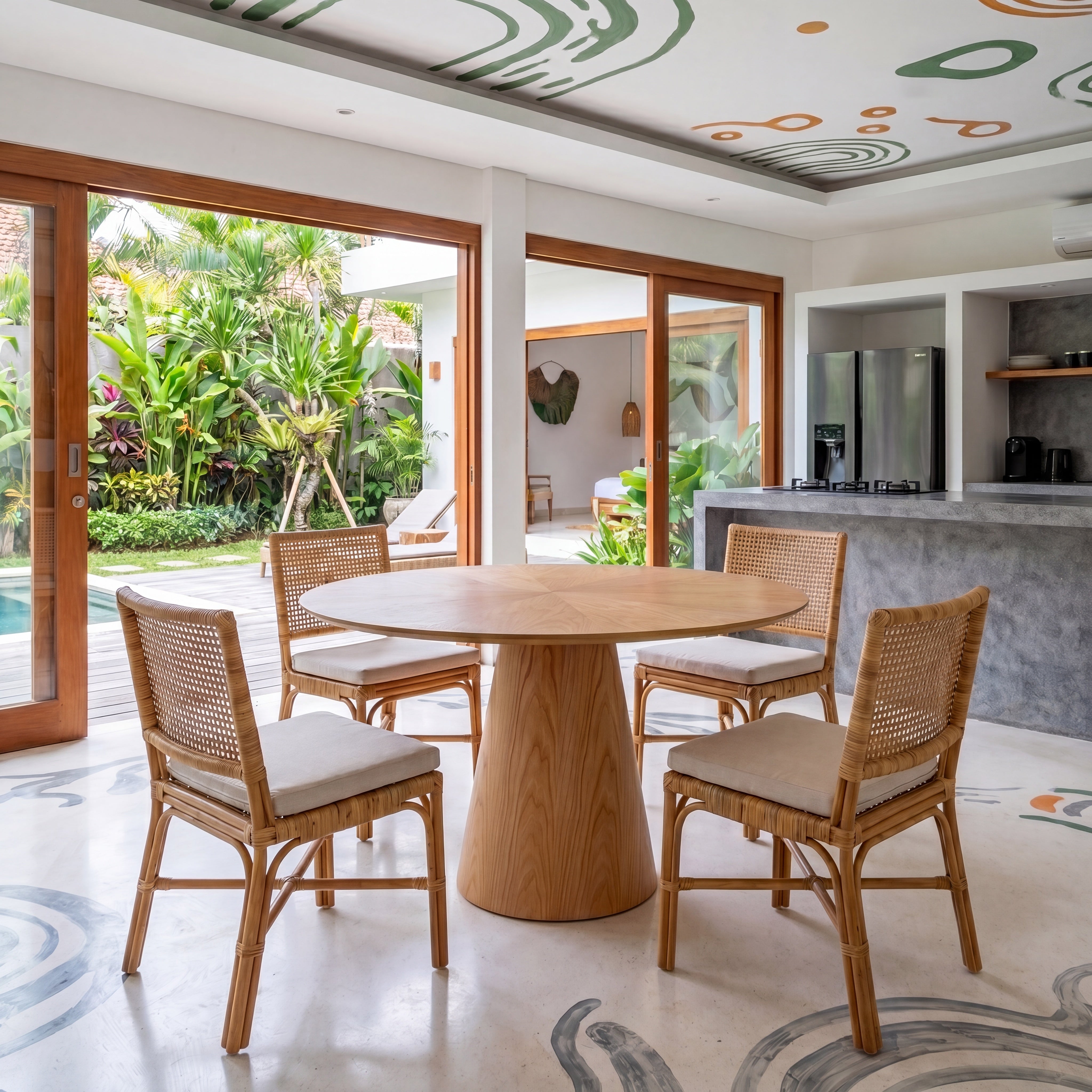 Mona Round Wood Top Dining Table Damasco by Urbia