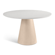 Mona Round Glass Top Dining Table Off White, Nevoa by Urbia - front view
