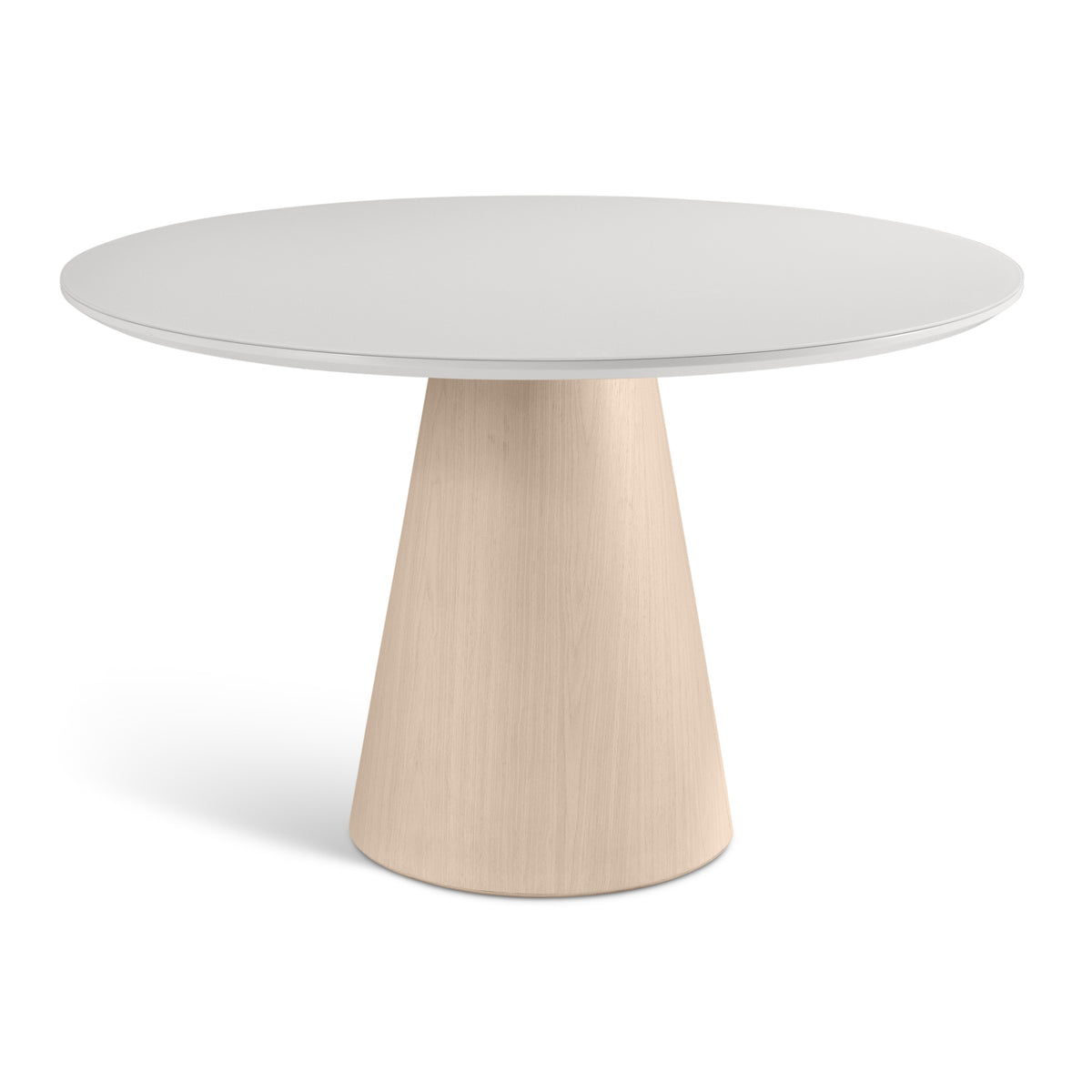 Mona Round Glass Top Dining Table Off White, Nevoa by Urbia - front view