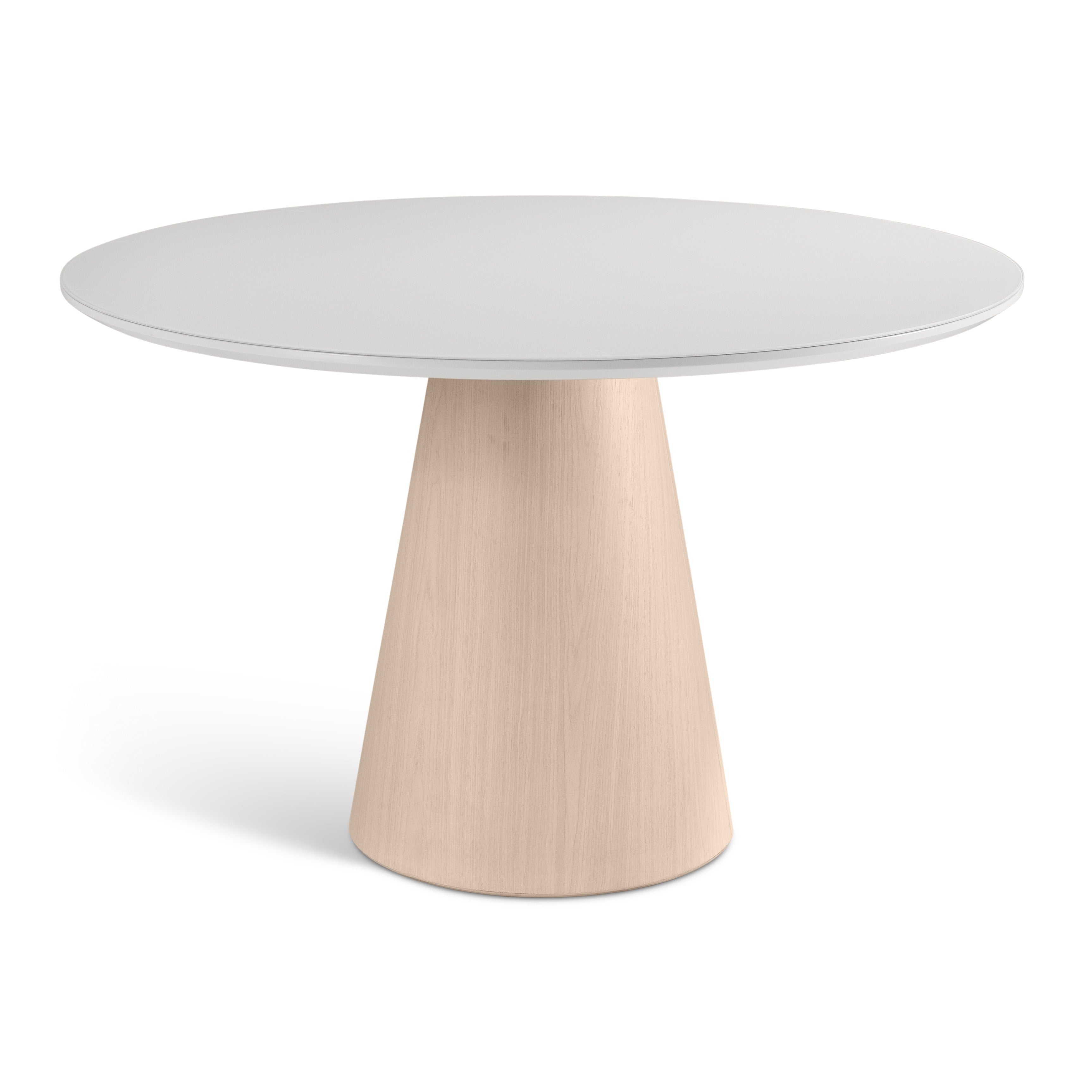Mona Round Glass Top Dining Table Off White, Nevoa by Urbia - front view