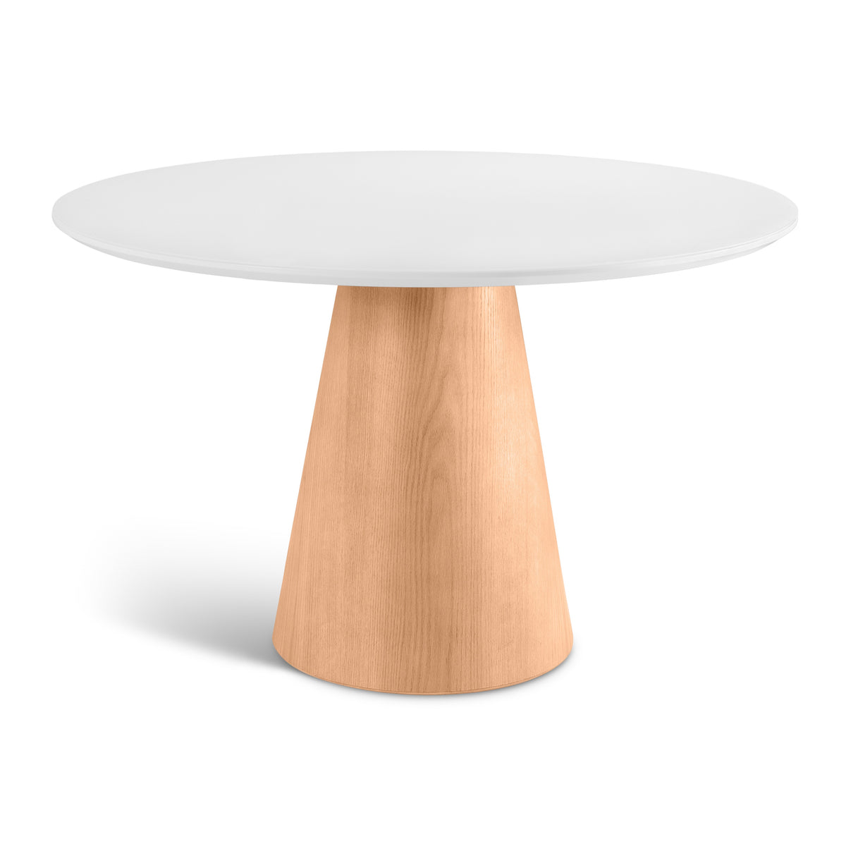 Mona Round Glass Top Dining Table Branco, Damasco by Urbia - front view