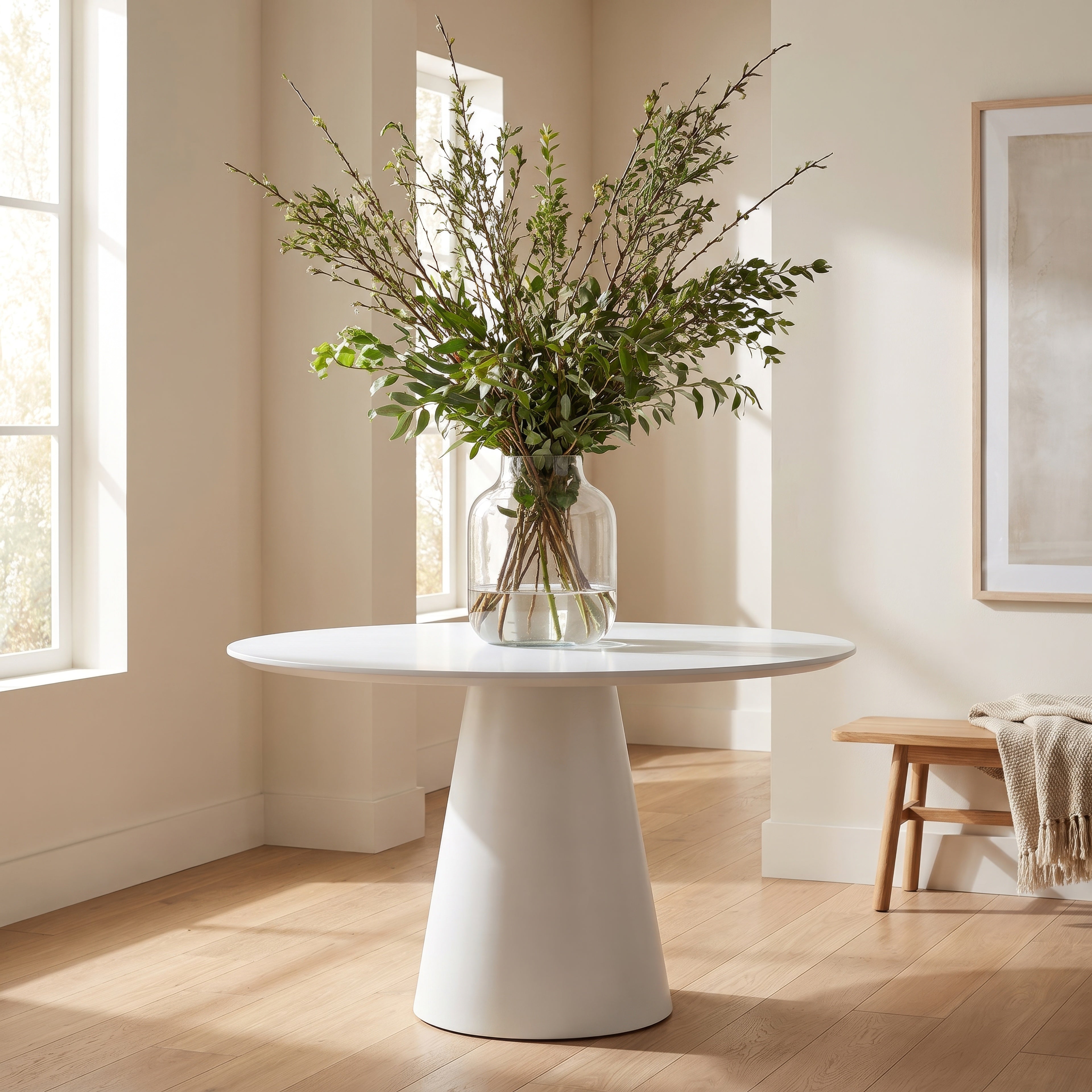 Mona Round Glass Top Dining Table Branco by Urbia