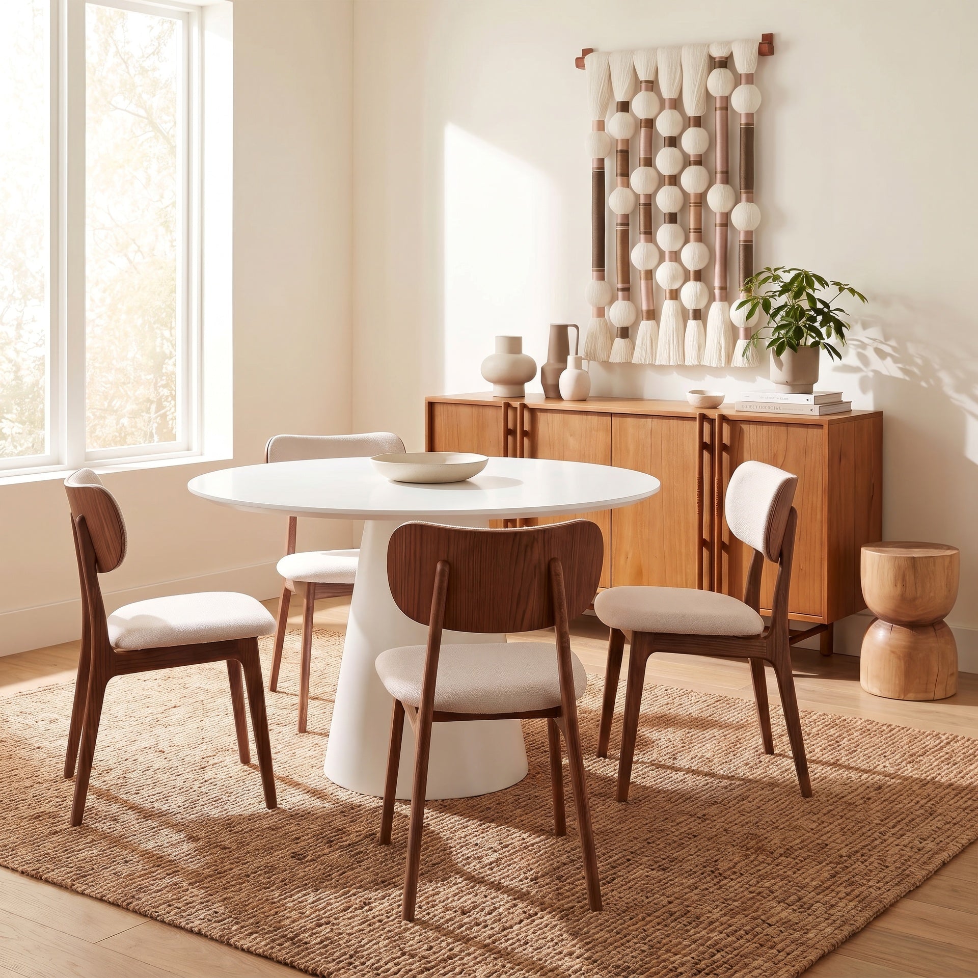 Mona Round Glass Top Dining Table Branco by Urbia