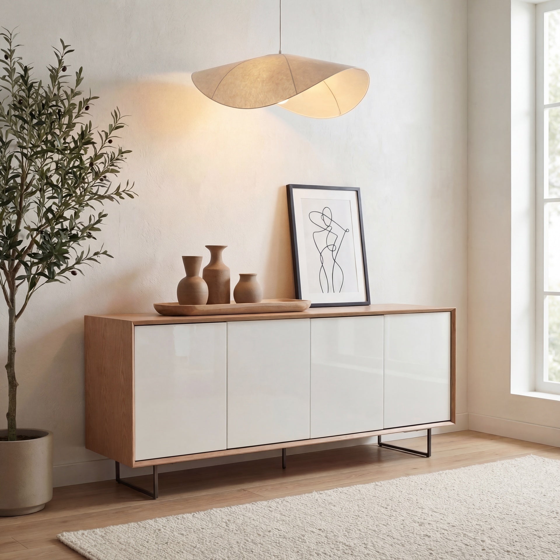 Quadrum Branco & Damasco Lacquered & Wood Buffet by Urbia