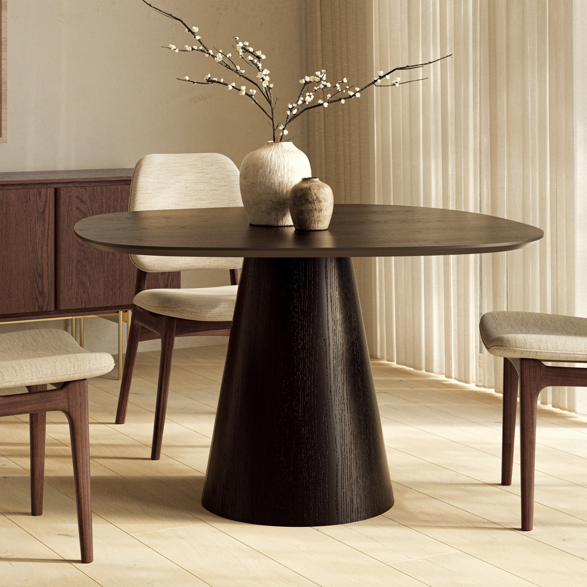 Bahia Organic Dining Table Ebano by Urbia - styled room view
