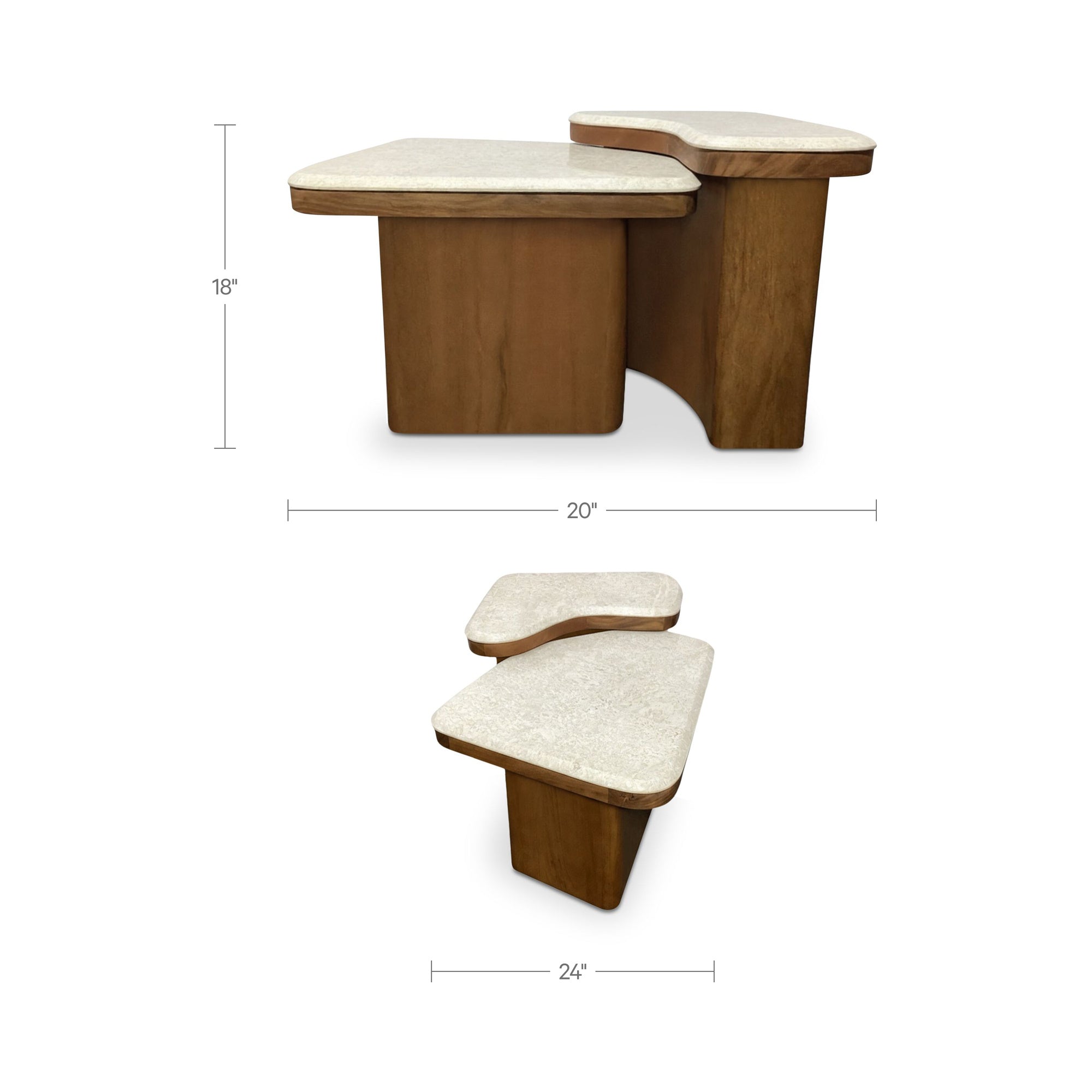 Abi Nesting Coffee Table Beige Cosmos Marble by Moe's Home Collection - view 3
