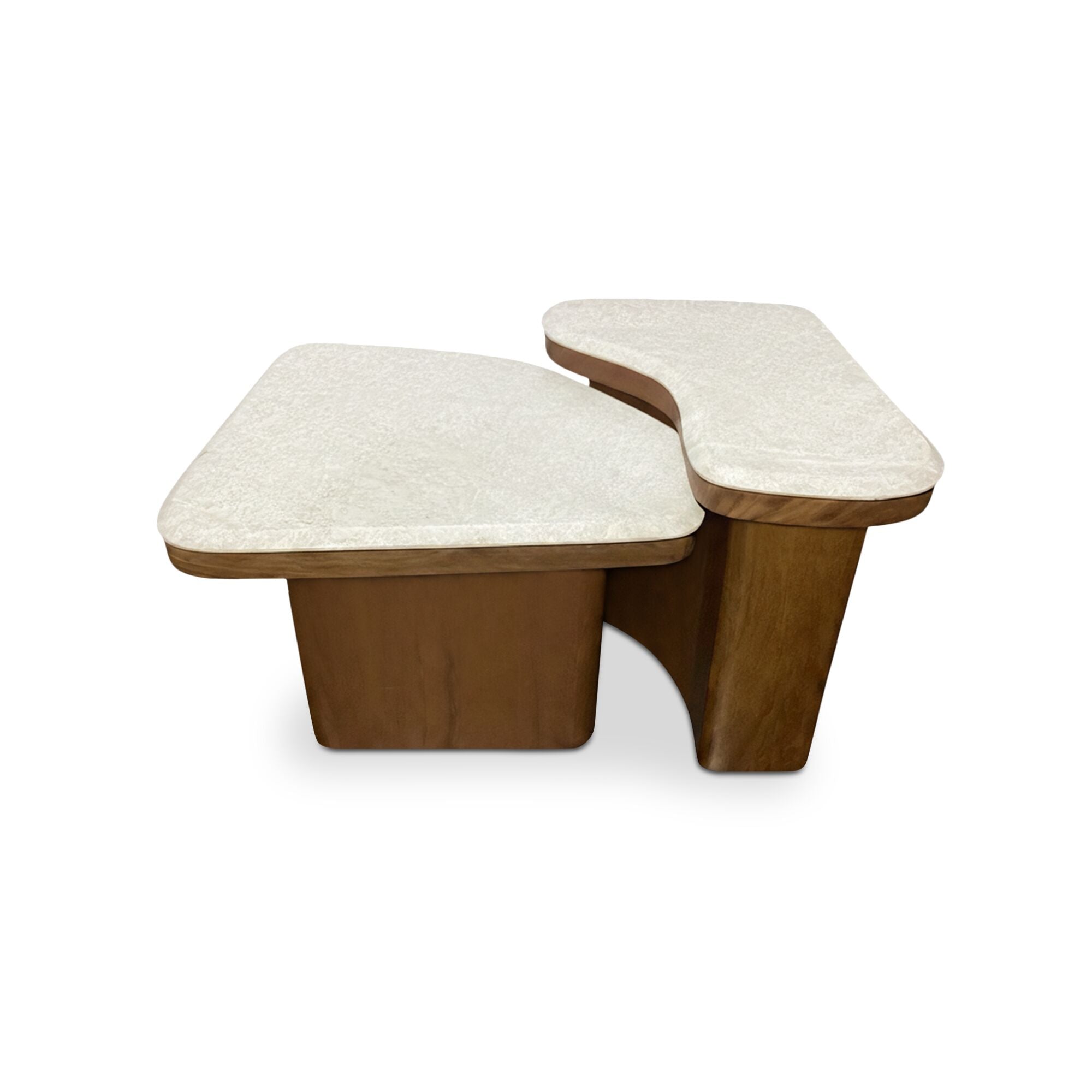Abi Nesting Coffee Table Beige Cosmos Marble by Moe's Home Collection