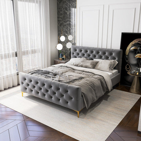 Bailey Dark Grey Velvet King Bed - 88.1"