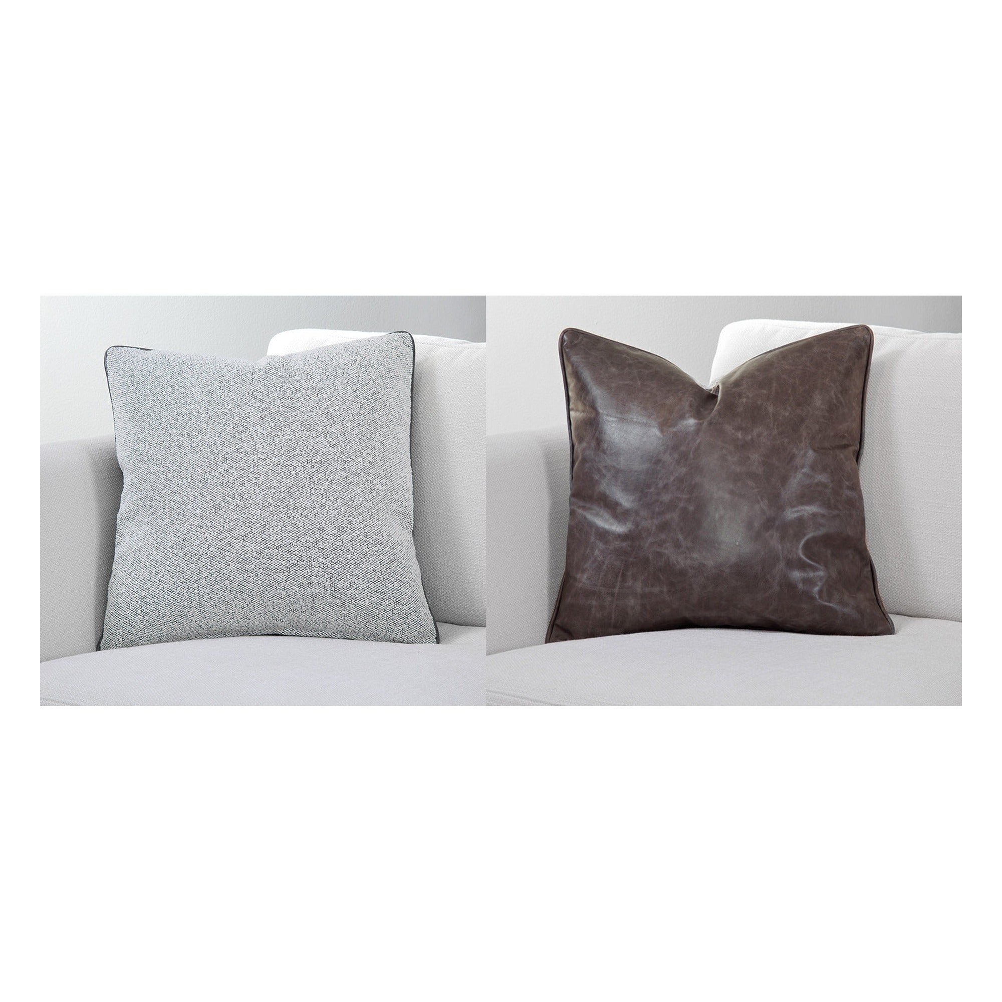 Luxe Down Pillows – Bellevue Domino (Front) / Crystal Charcoal (Rear) – One Pair