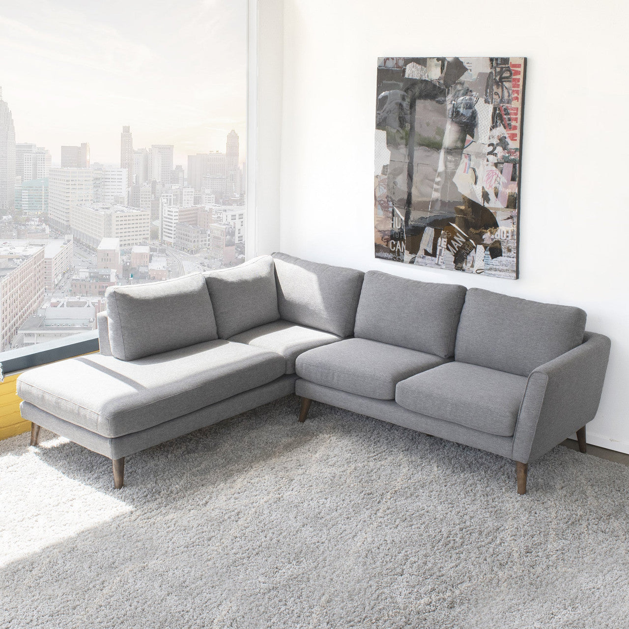 Benson Grey Sectional Sofa Left Facing Chaise