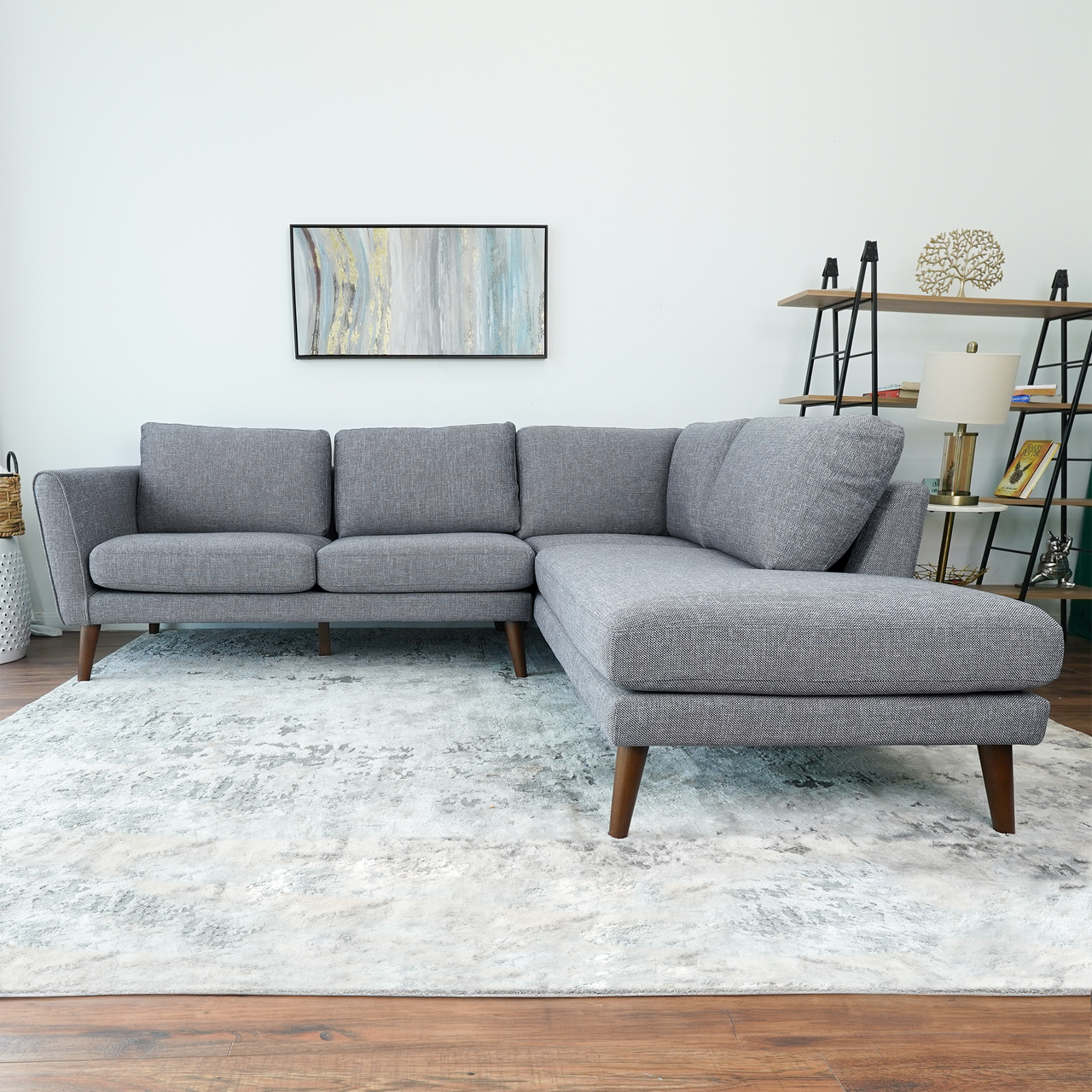 Benson Grey Sectional Sofa Right Facing Chaise