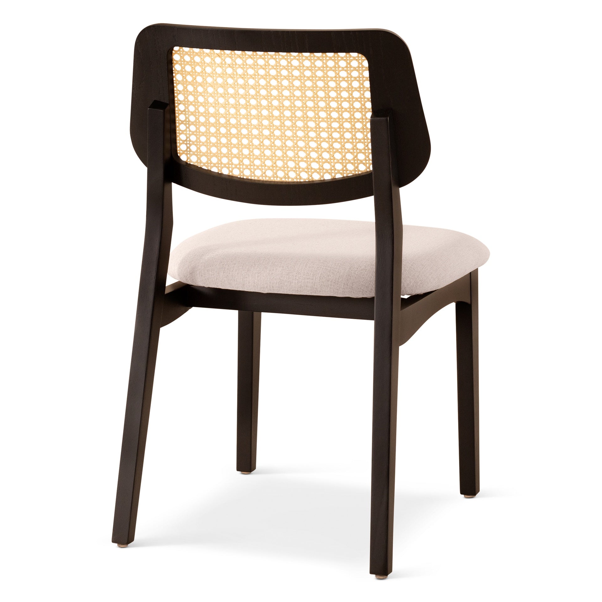 Modern Brazilian - Beth - Cane Side Chair - Medley Ivory Seat - Ebano Frame - Natural Cane Webbing by Urbia