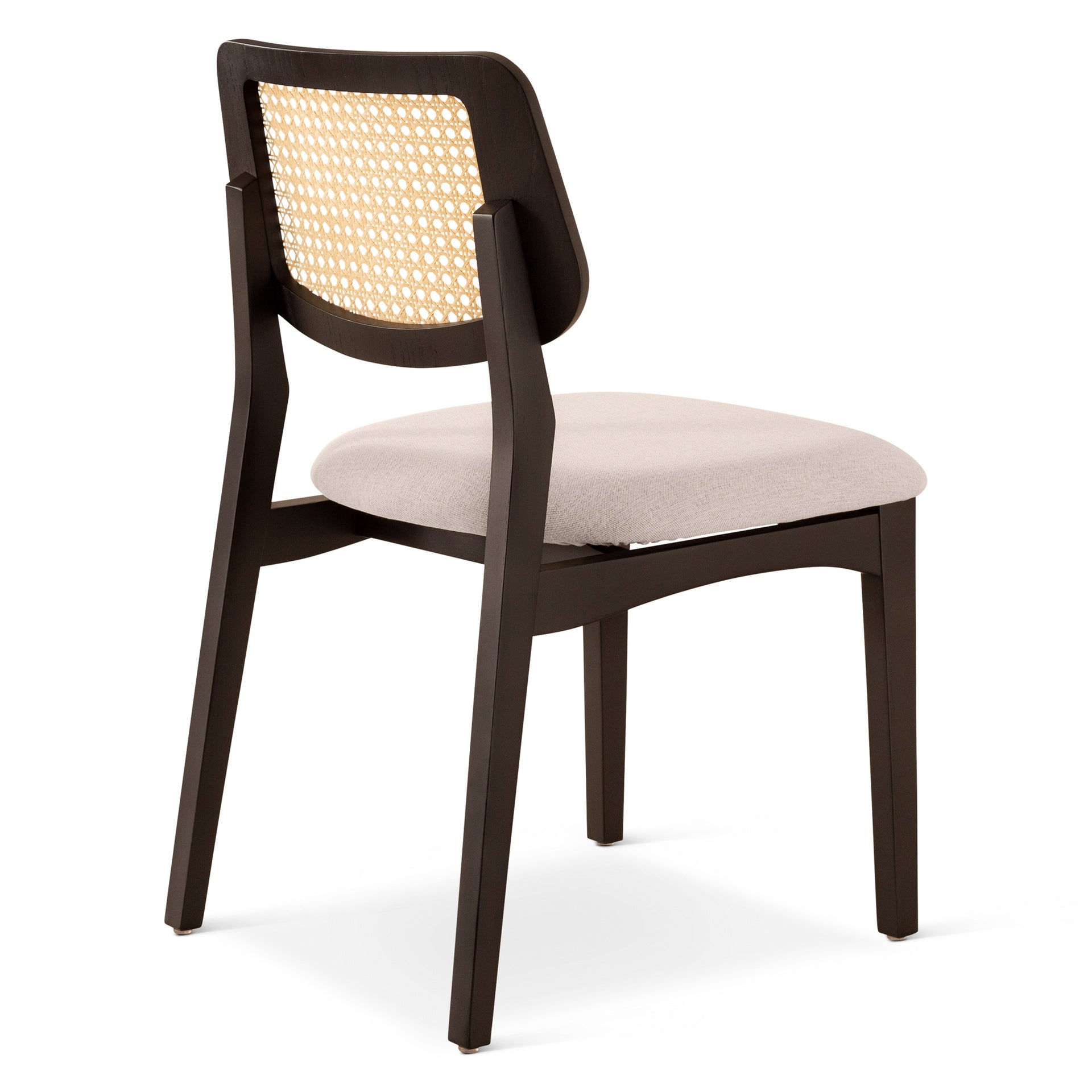 Modern Brazilian - Beth - Cane Side Chair - Medley Ivory Seat - Ebano Frame - Natural Cane Webbing by Urbia