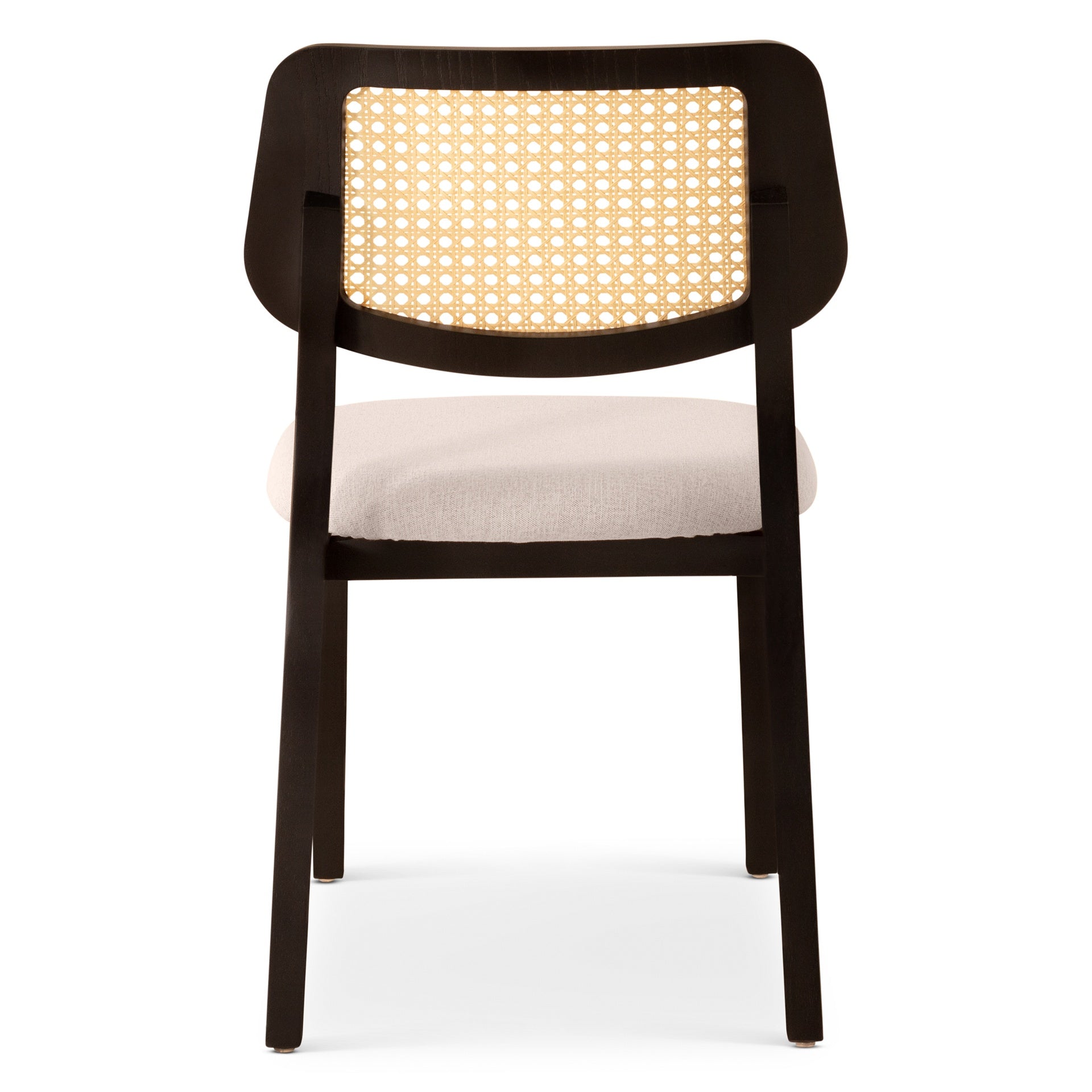 Modern Brazilian - Beth - Cane Side Chair - Medley Ivory Seat - Ebano Frame - Natural Cane Webbing by Urbia
