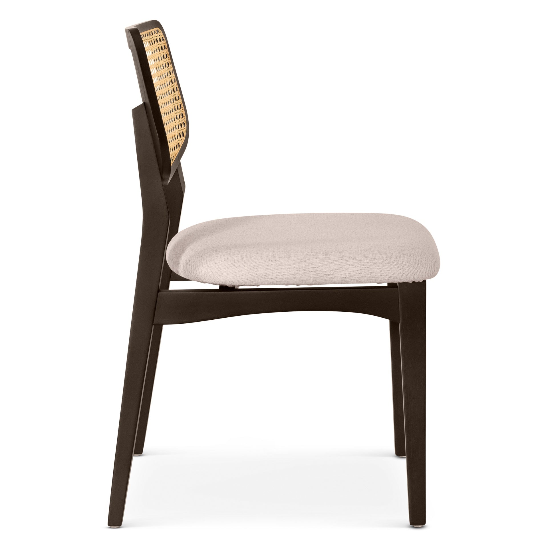 Modern Brazilian - Beth - Cane Side Chair - Medley Ivory Seat - Ebano Frame - Natural Cane Webbing by Urbia